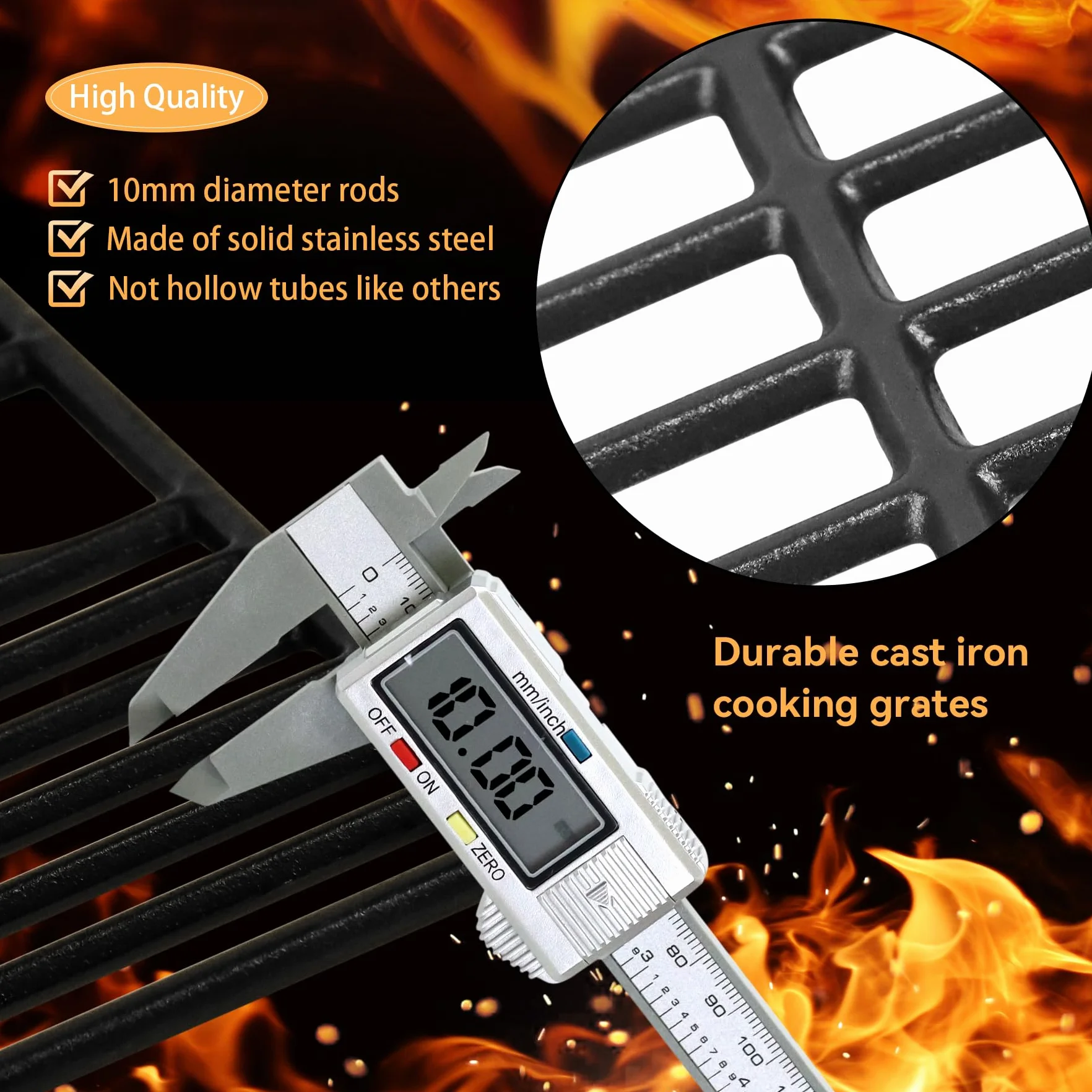Griglie in ghisa da 44,5 x 30 cm 7638 per barbecue Weber Spirit 300 Serie E310, E320, E330, S310, S320, S330, SP320 (con pulsanti anteriori), 7527 7639 Griglia per barbecue a gas RÖSLE VIDERO G3