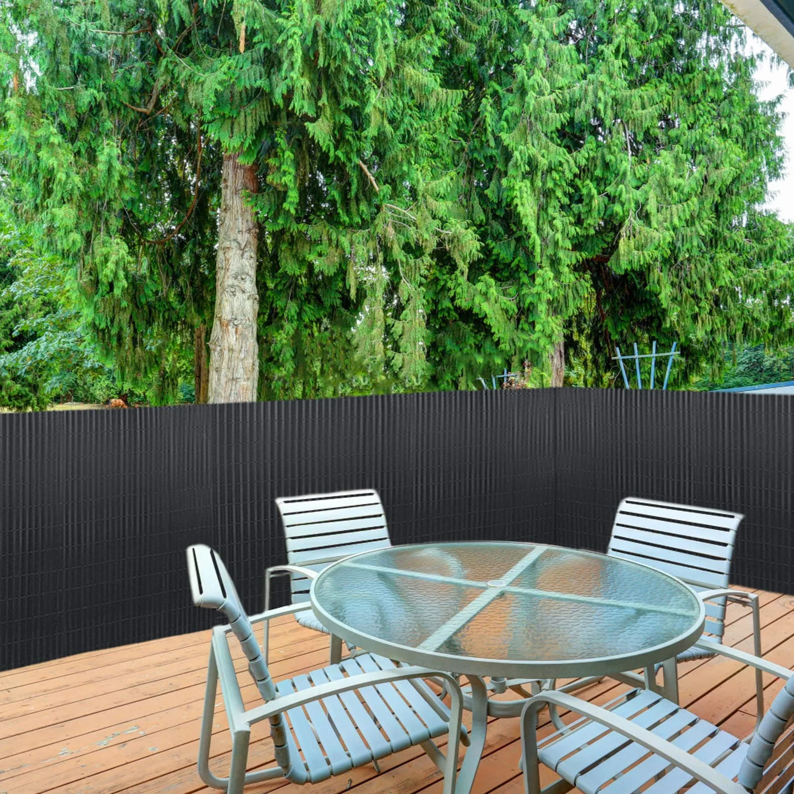 YUENFONG Paravento PVC 160x1000 cm Antracite per Balcone Giardino Terrazza
