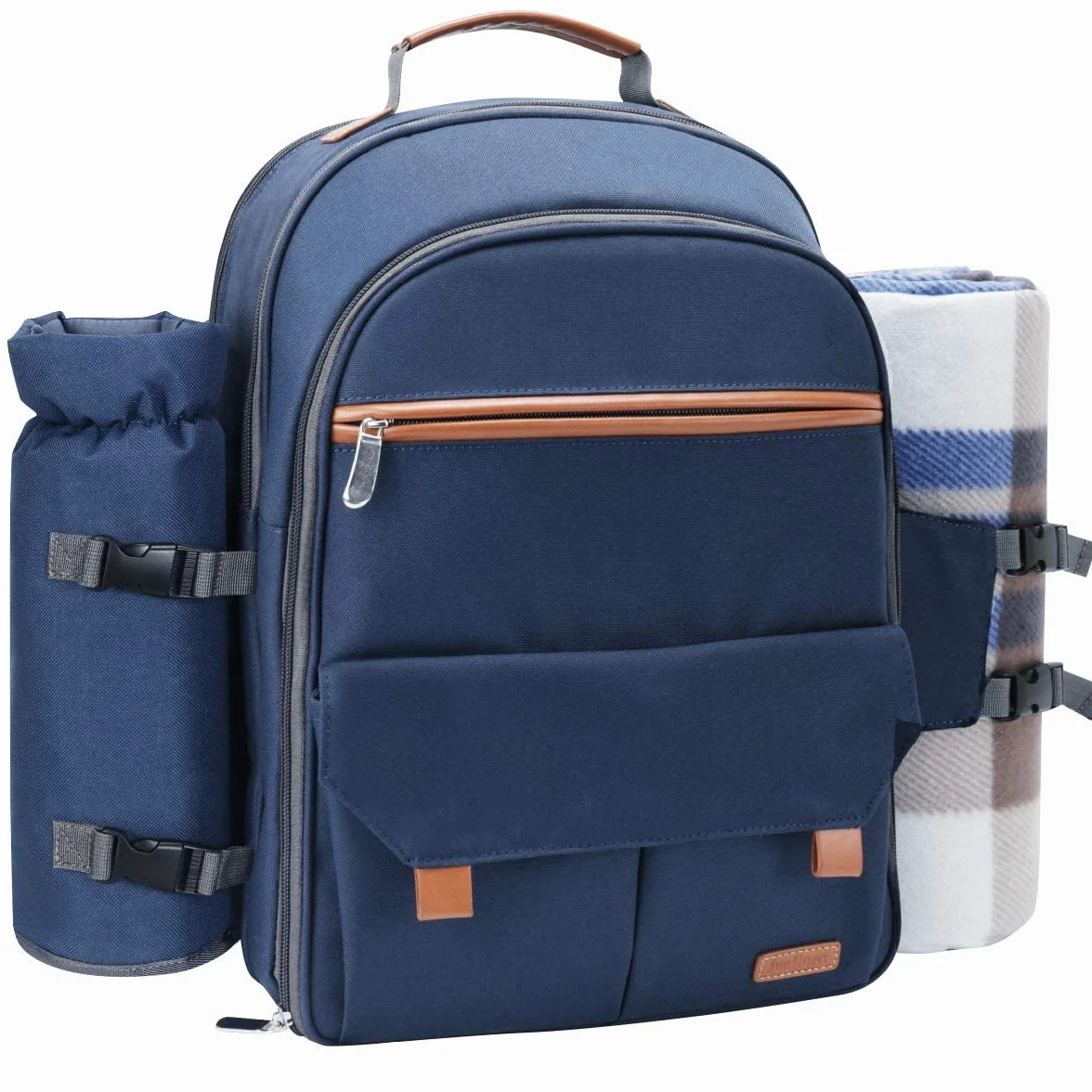 Sunflora Zaino da Picnic 4 Persone con Coperta, Borsa da Picnic con Custodia Cestino da Picnic per 4 Persone Impermeabile Isolata per il Camping Esterno della Famiglia (Blu Navy)