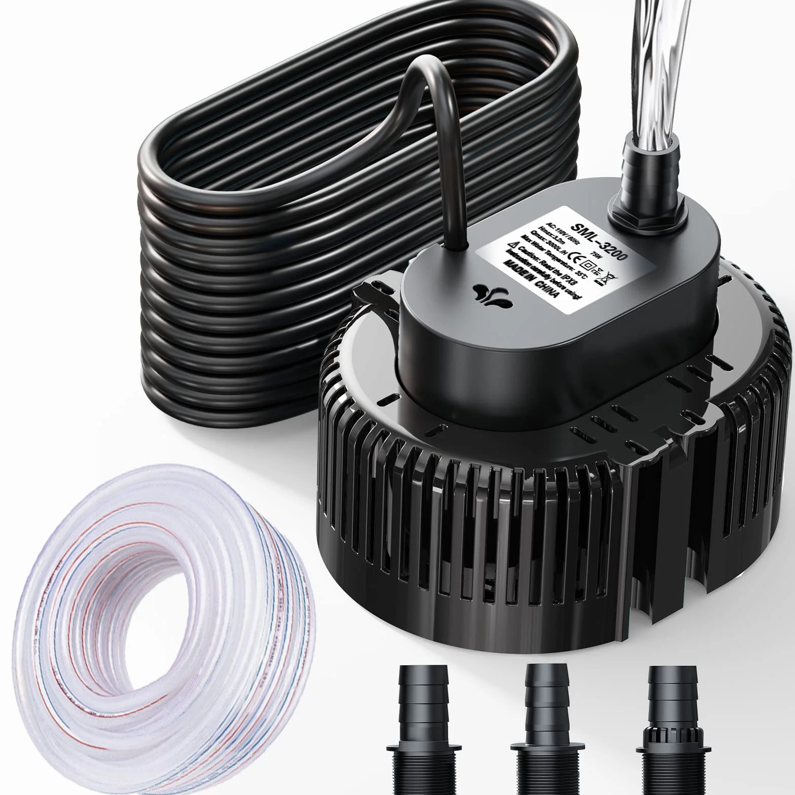 Pompa Sommergibile Acque Scure 75 W 3000 l/h 5 m con tubo di scarico