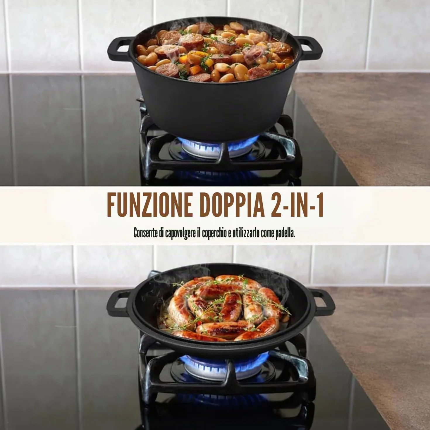 Forno olandese in ghisa da 5 qt (kit per lievito madre con cestello per lievitazione, lame e coperchio - ideale per cuocere il pane) (cucina familiare, friggere, brasare e barbecue)