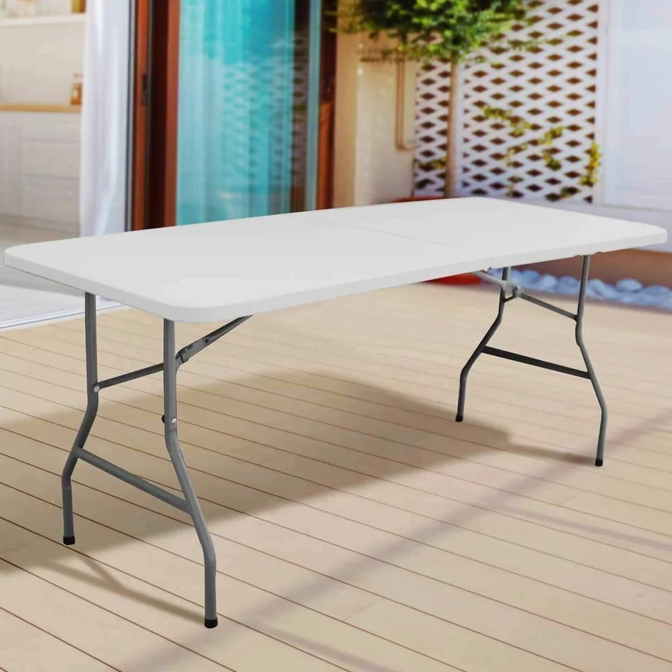 GrecoShop Tavolo Pieghevole a Valigetta in Plastica HDPE 180x75x74 cm