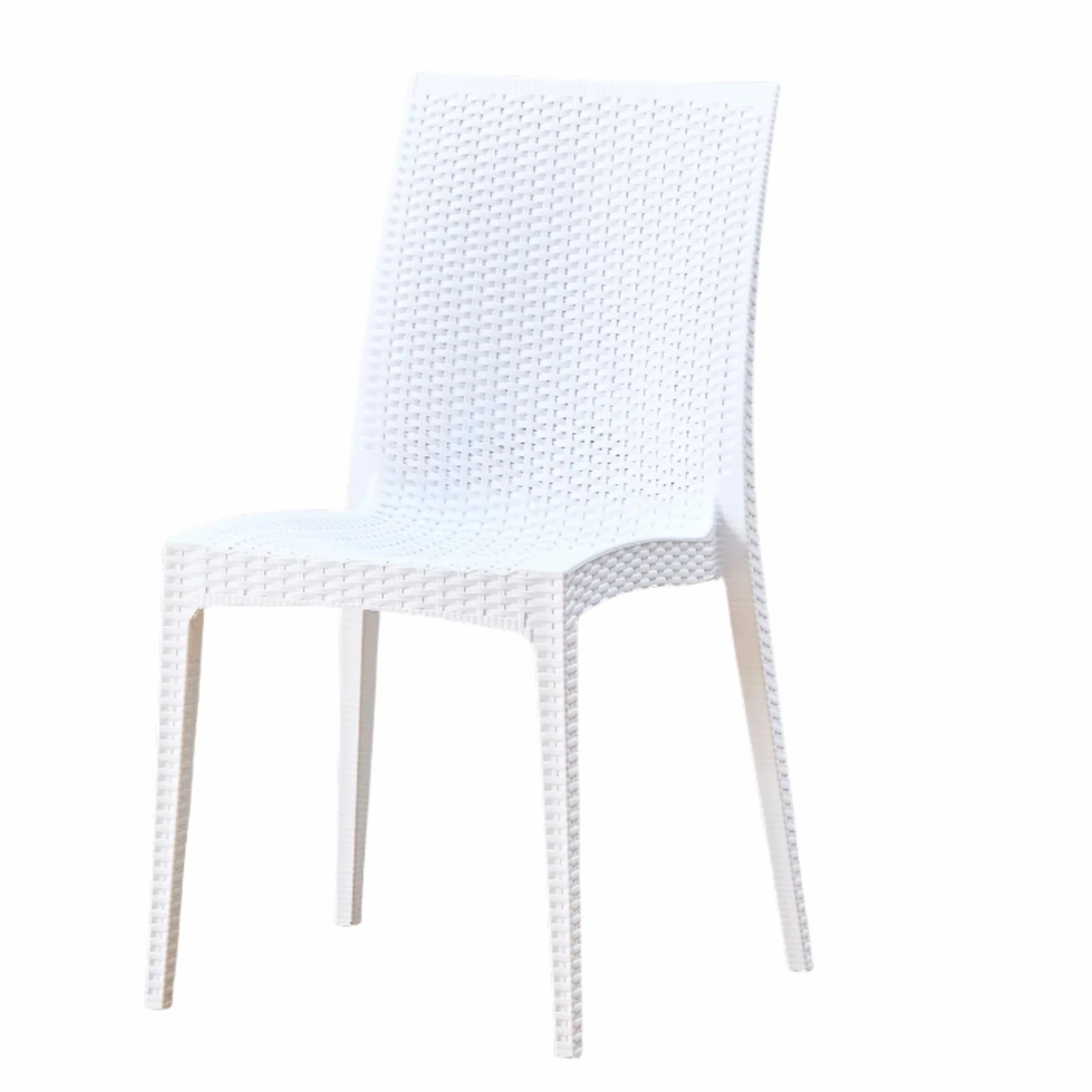Sedie da giardino effetto rattan plastica resistente impilabili 88 cm Bianco 4