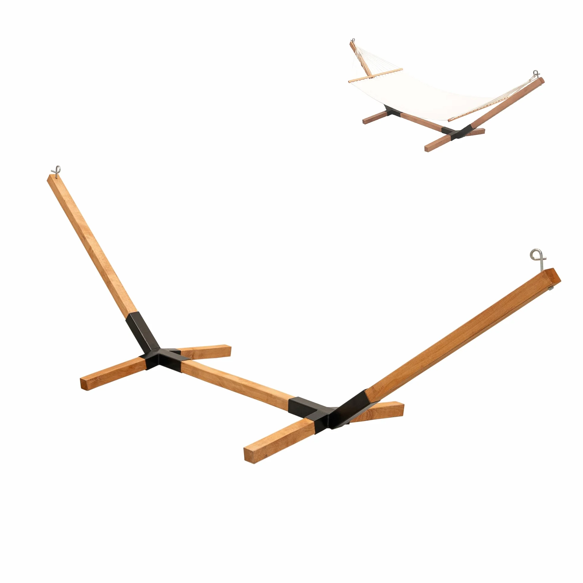 MOE UHANE Amaca in legno per giardino e casa, montaggio rapido senza viti o attrezzi, legno naturale e raccordi metallici, compatto, 100% ecologico, prodotto nell'UE