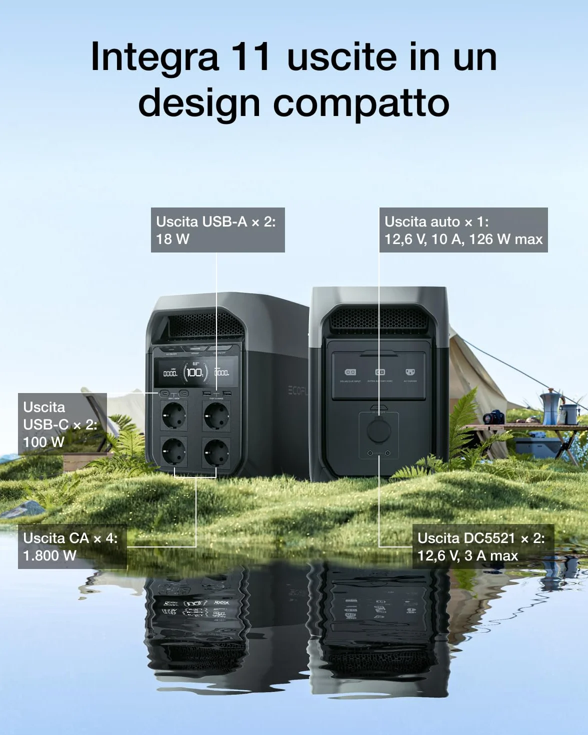 EcoFlow Centrale elettrica portatile DELTA 3 1024Wh LFP batteria espandibile 5kWh Ricondizionato