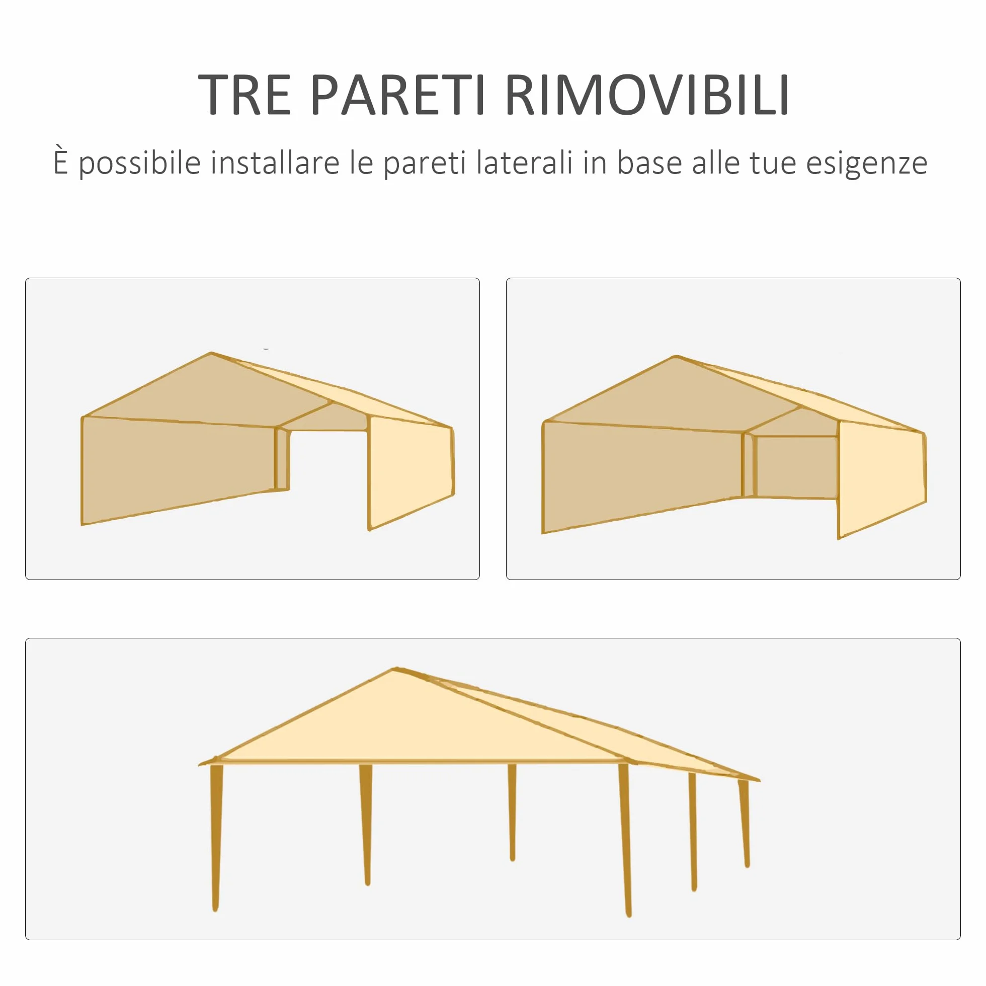 Outsunny Gazebo Giardino 6x3m Acciaio PE Protezione UV Pareti Rimovibili Finestre Verde