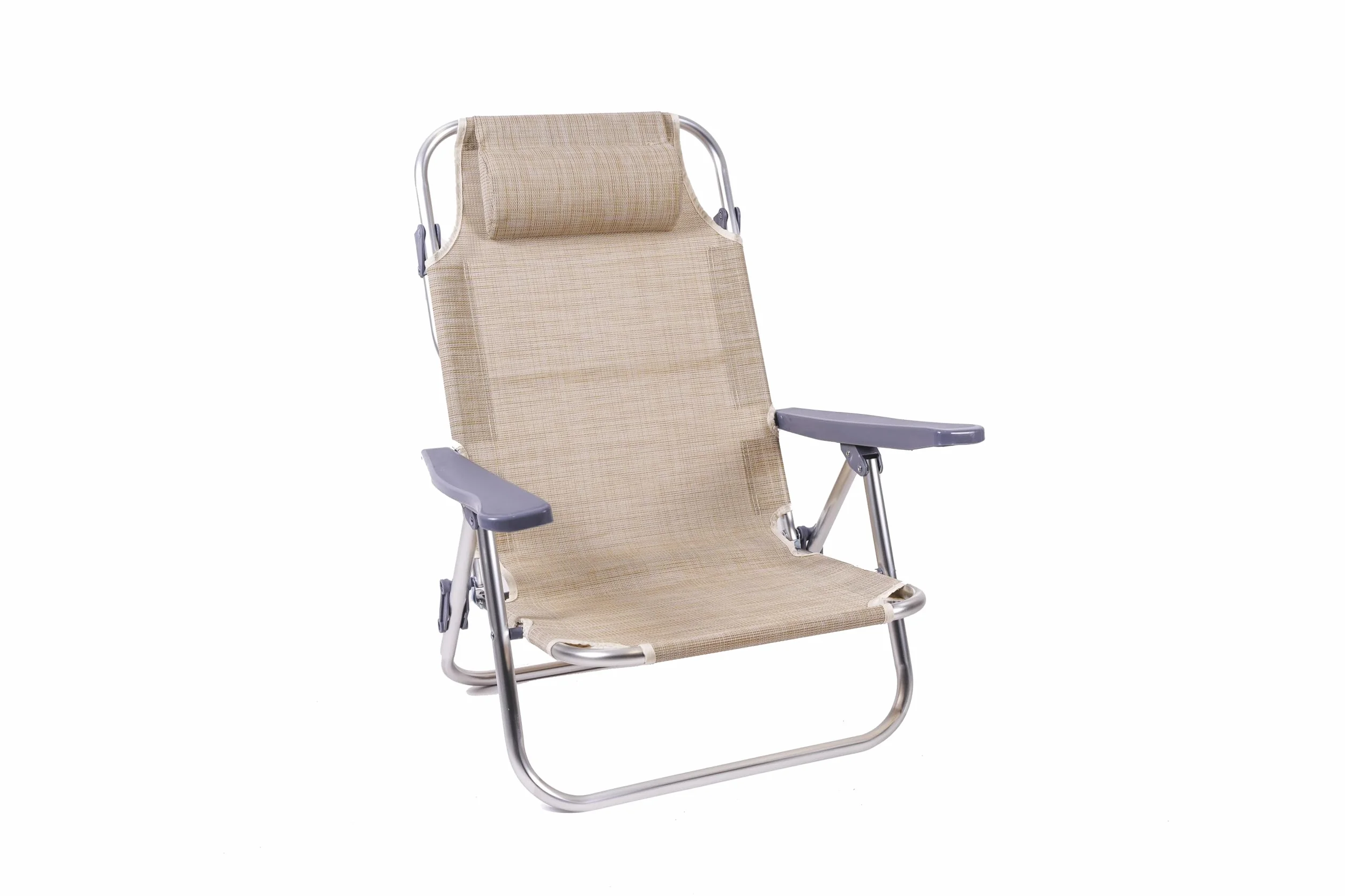 XONE Sedie Sdraio Ribaltabili Pieghevoli Alluminio Textilene Beige Melange 48,5x60x80 cm 2 pz