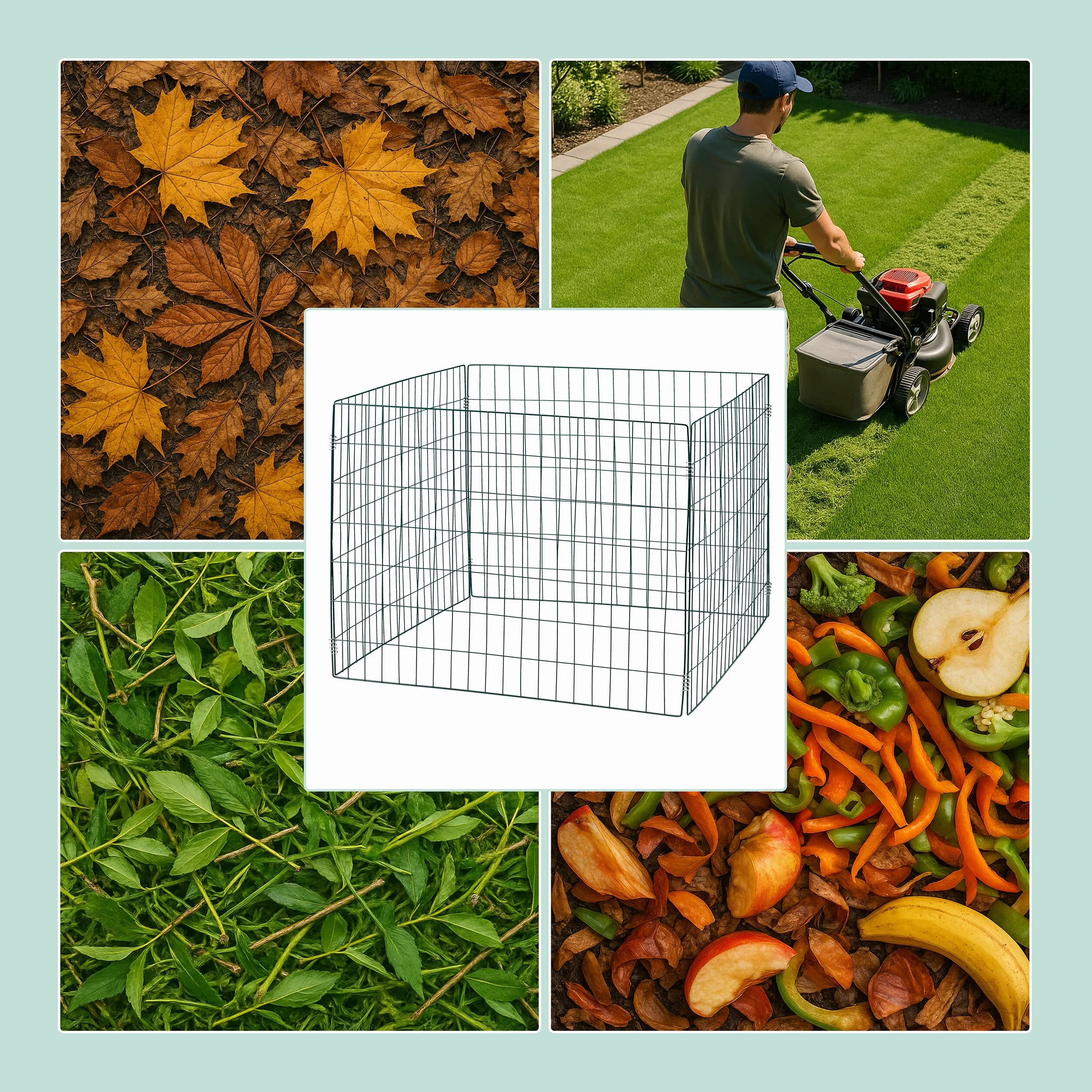 Relaxdays Compostiera in Metallo, Set da 3, per Compost da Giardino, Contenitore Grande, 560 k, Fogliame, Verde Scuro