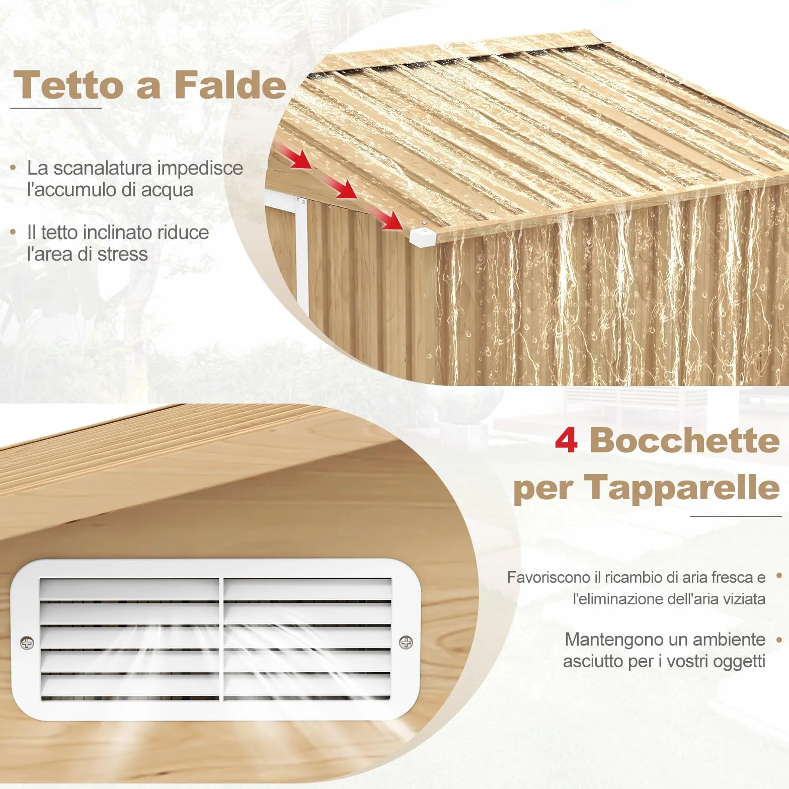 COSTWAY Casetta da Esterno 2,34㎡ Capanno Porta Attrezzi Lamiera Acciaio Zincata 196 x 142 x 186 cm