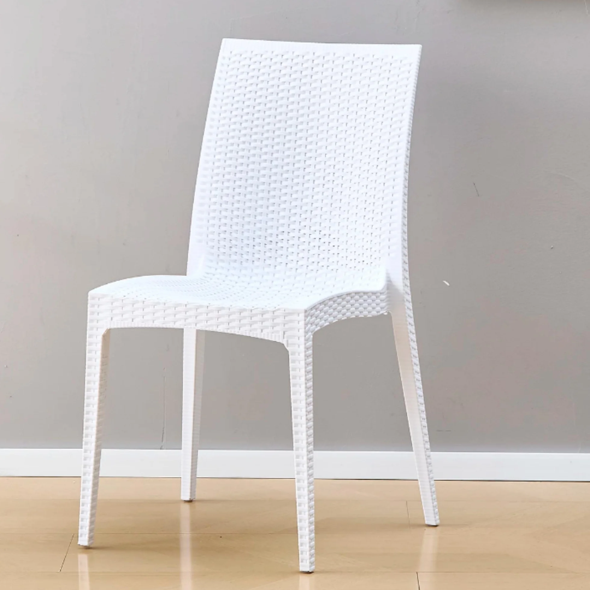 Sedie da giardino effetto rattan plastica resistente impilabili 88 cm Bianco 4