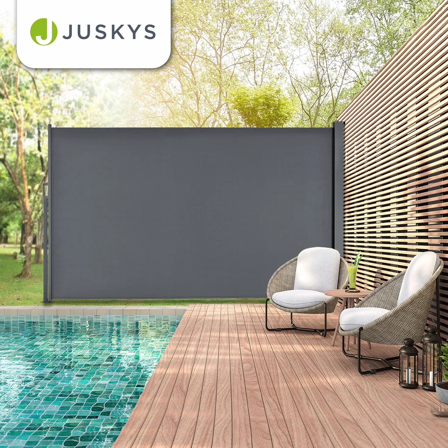 Juskys Tenda laterale Dubai 500 x 160 cm estensibile coprente frangivista frangivento balcone terrazza antracite