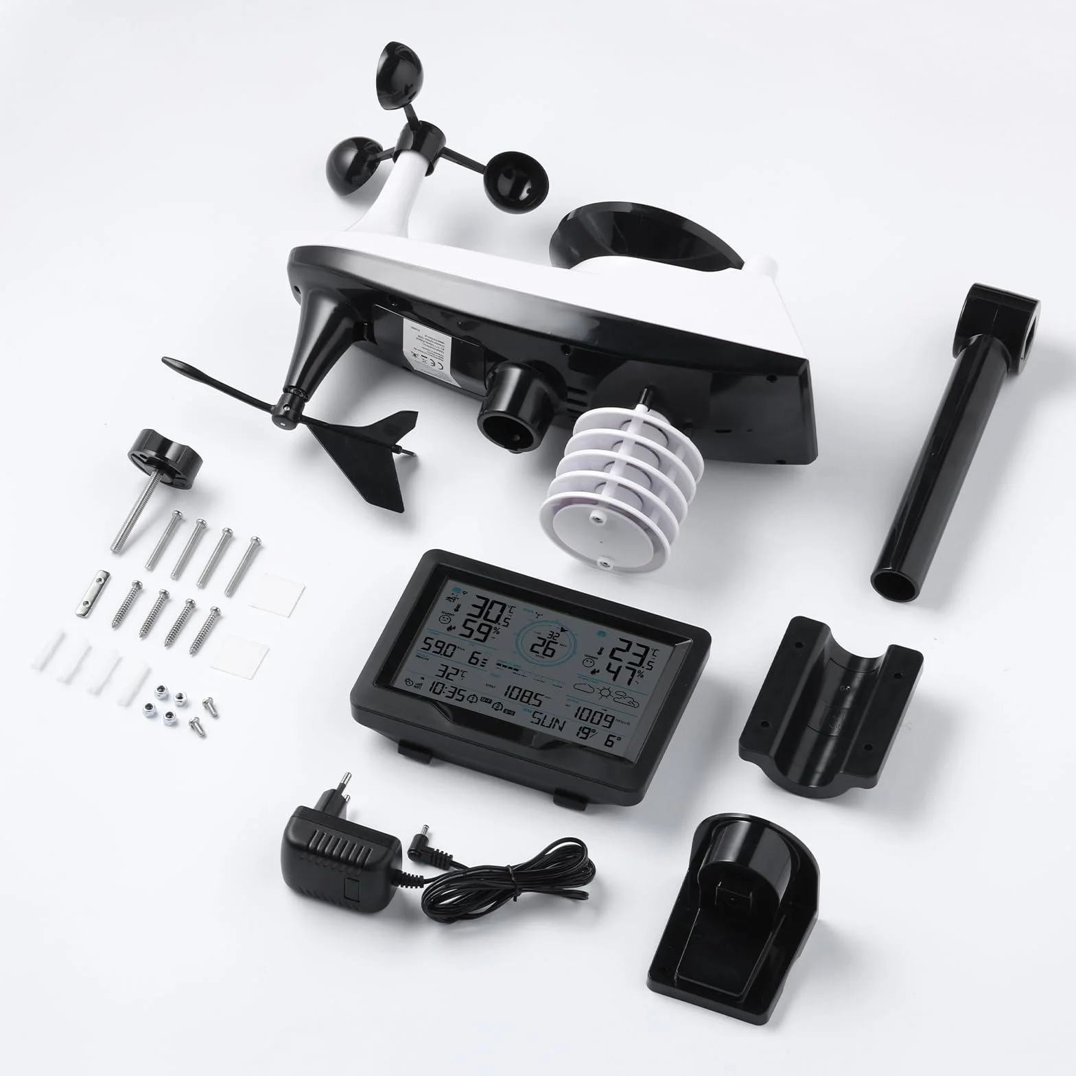 Raddy MN6 Stazione Meteo WiFi, Stazione Meteorologica Wireless 15 in 1 per Interno ed Esterno, Monitor Temperatura e Umidità con Pressione Atmosferica, Pluviometro, Vento, UV, Previsioni Meteo