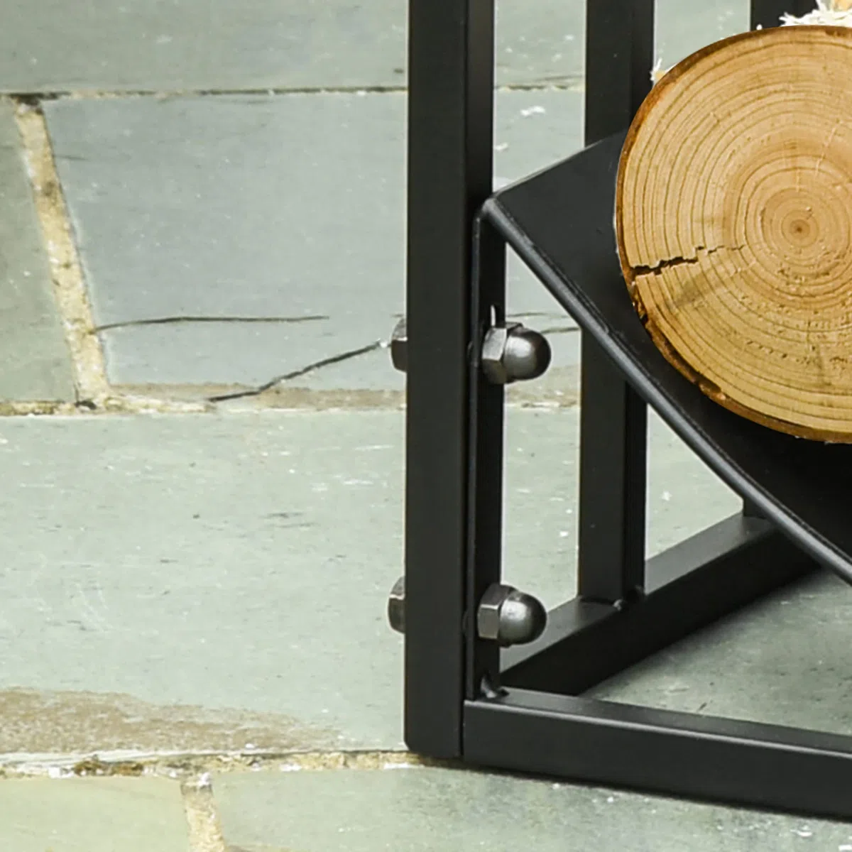 Outsunny Portalegna Metallico Interno Esterno 60kg Nero 60.5x36x46.5cm