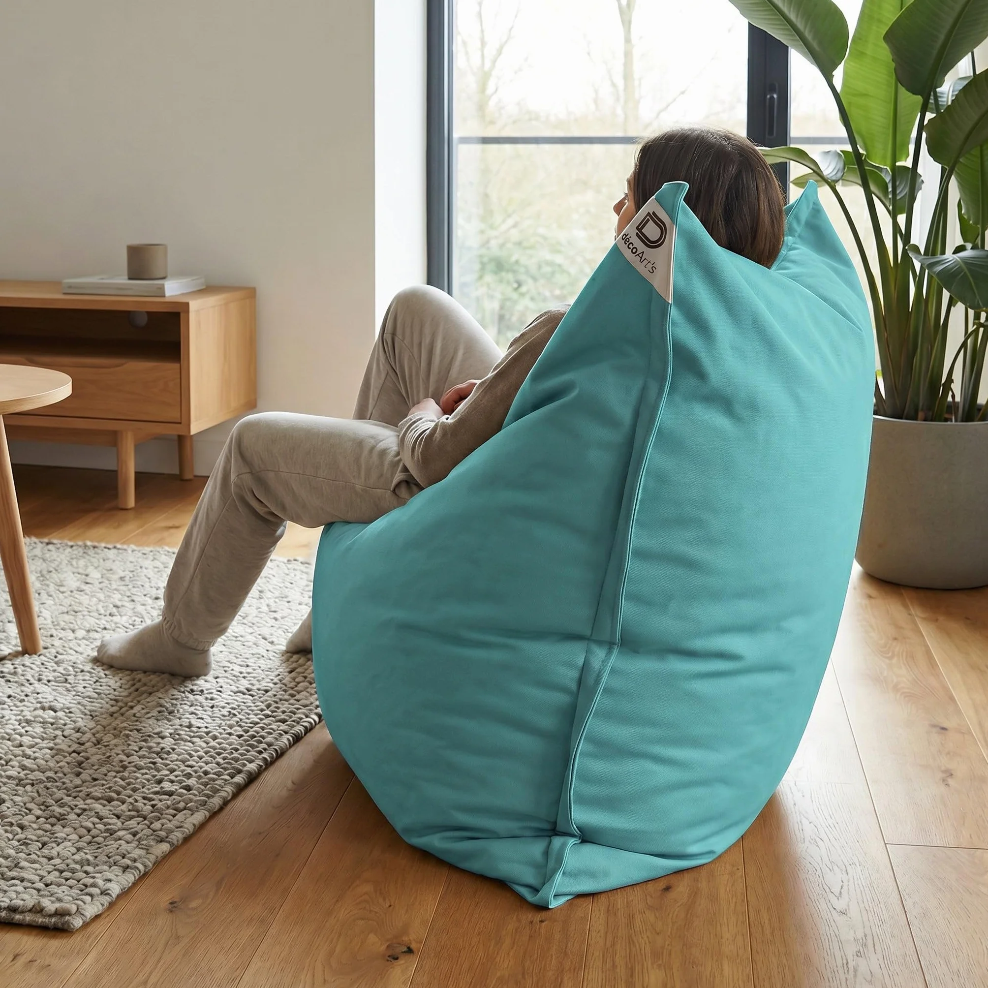 Fodera per pouf gigante XXL 180 x 140 cm blu caraibico resistente ai raggi UV sfoderabile