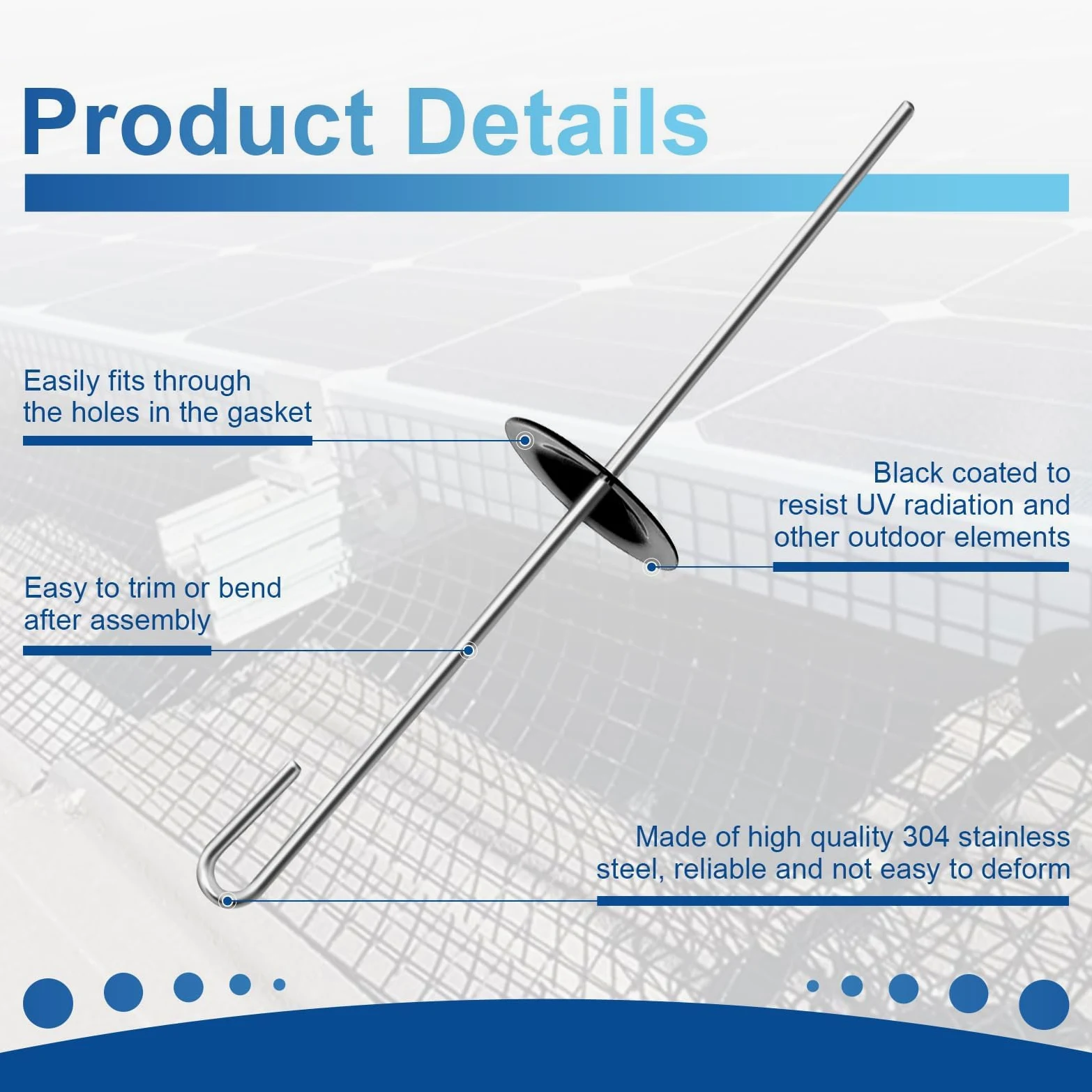 100 Solar Panel Protection Clips, Staffe della Rete di Protezione del Pannello Solare, Clip di Installazione del Pannello Solare dell'Acciaio Inossidabile, Linee degli Uccelli, Recinzioni del Piccion