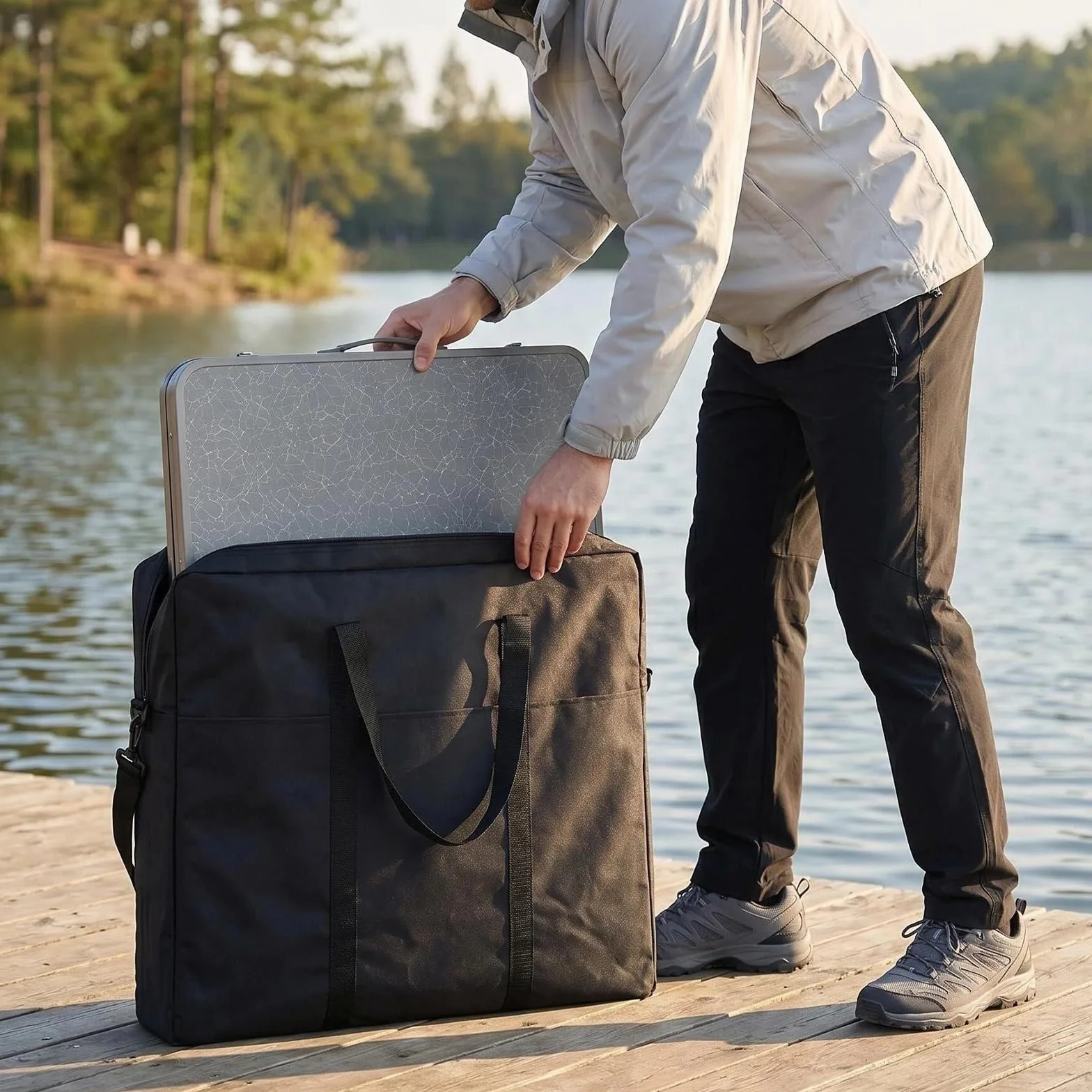 Borsa portaoggetti pieghevole impermeabile per tavolo da campeggio 1,2 m con tracolla