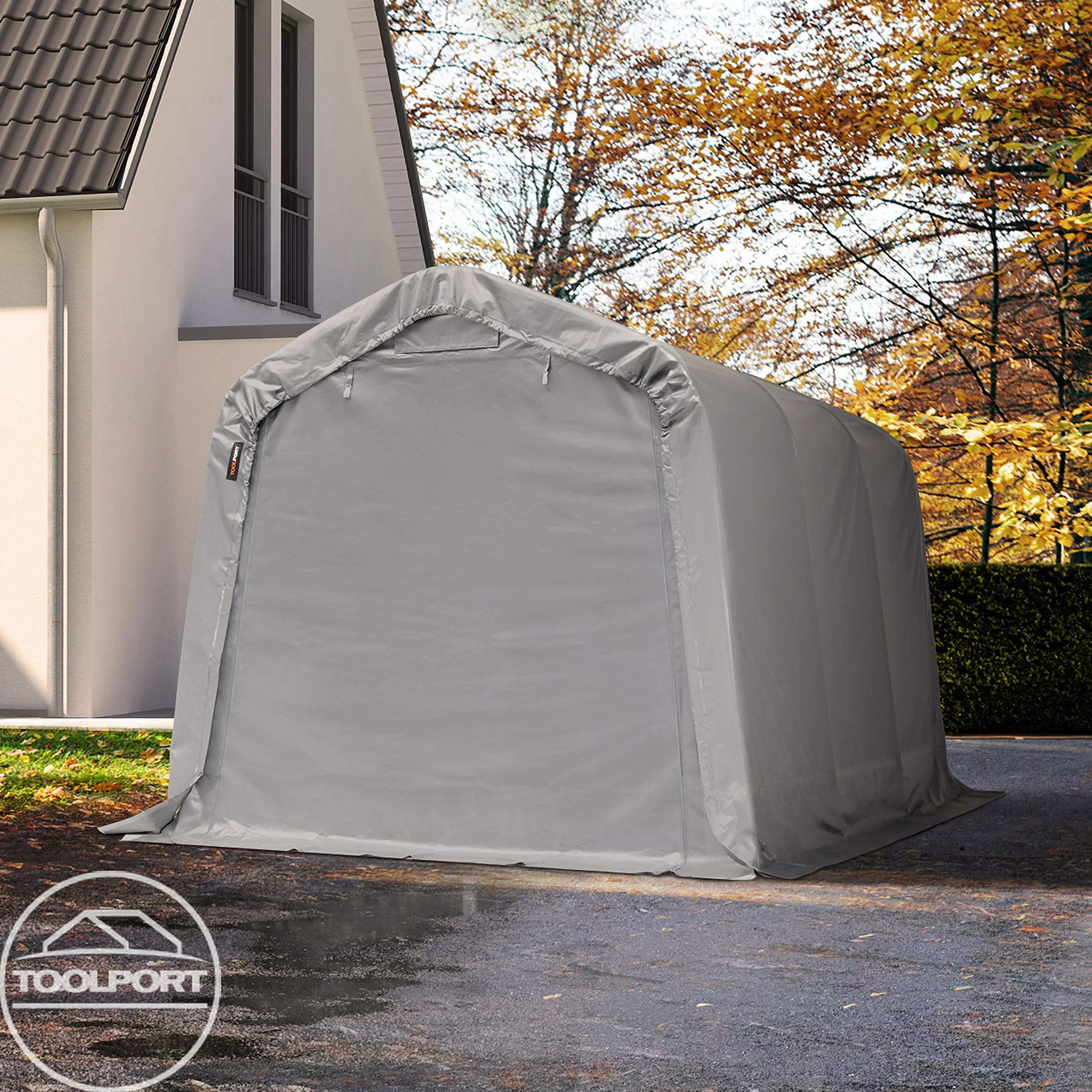 TOOLPORT Tenda Garage 2,4x3,6m PVC 550 g/m² Acciaio Grigio