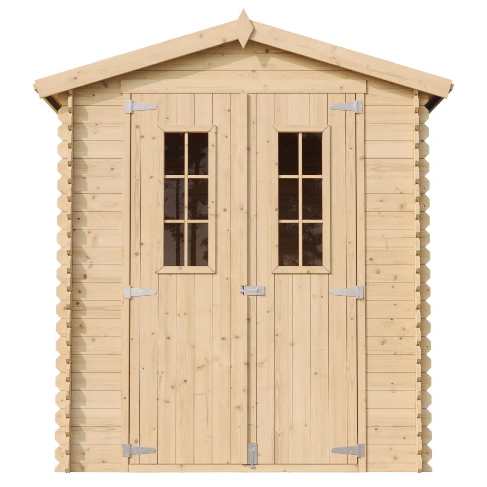 Casetta da Giardino in Legno per Esterni CON PAVIMENTO TRATTATO - L196xL186xA218 cm/ 2,82 m2 - Piccola Casetta in Legno, Rimessa Attrezzi, Deposito Bici - TIMBELA M320C+M320G