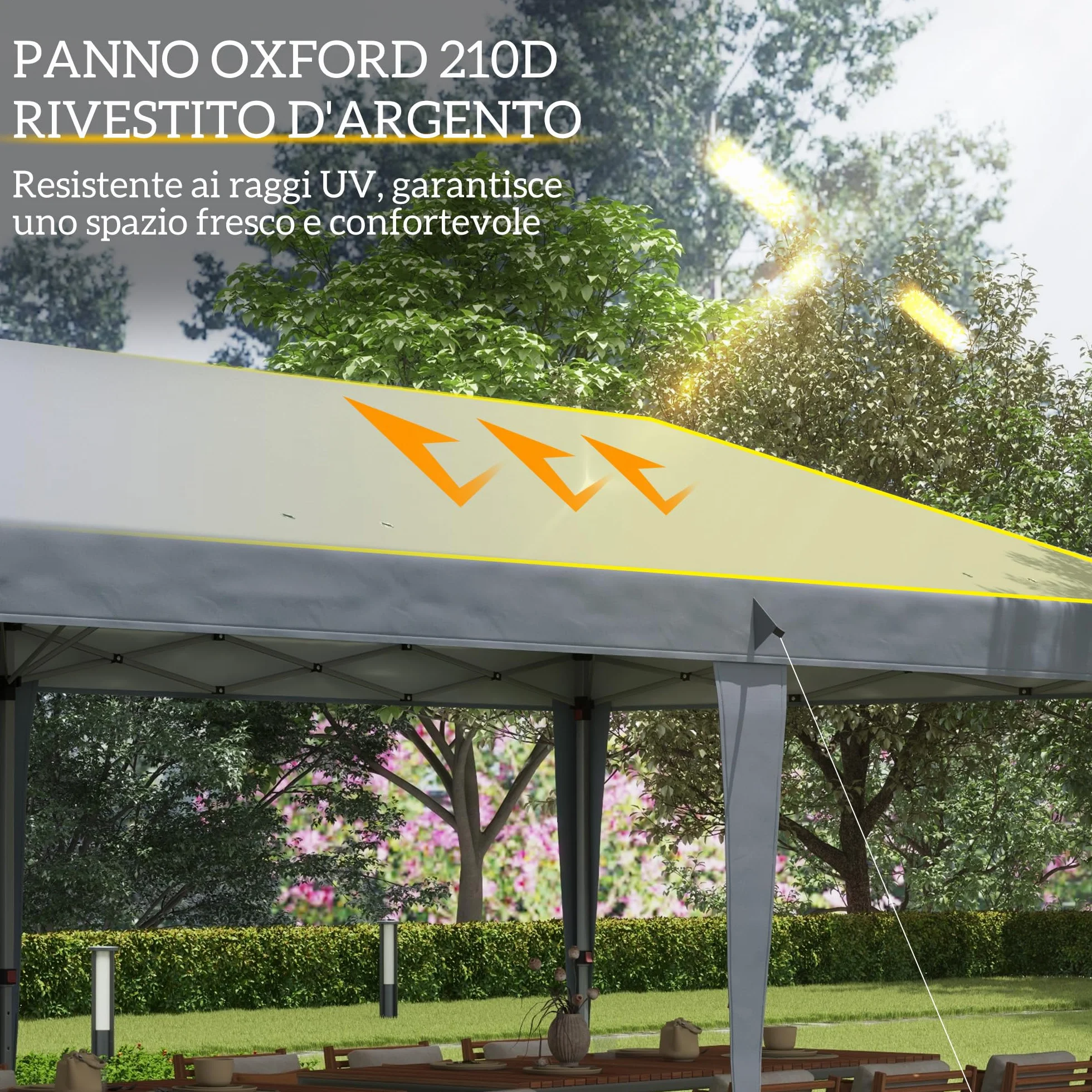 Gazebo Pieghevole Outsunny 6x3 Pop Up Altezza Regolabile 3 Livelli Borsa da Trasporto Acciaio Tessuto Oxford Grigio Chiaro