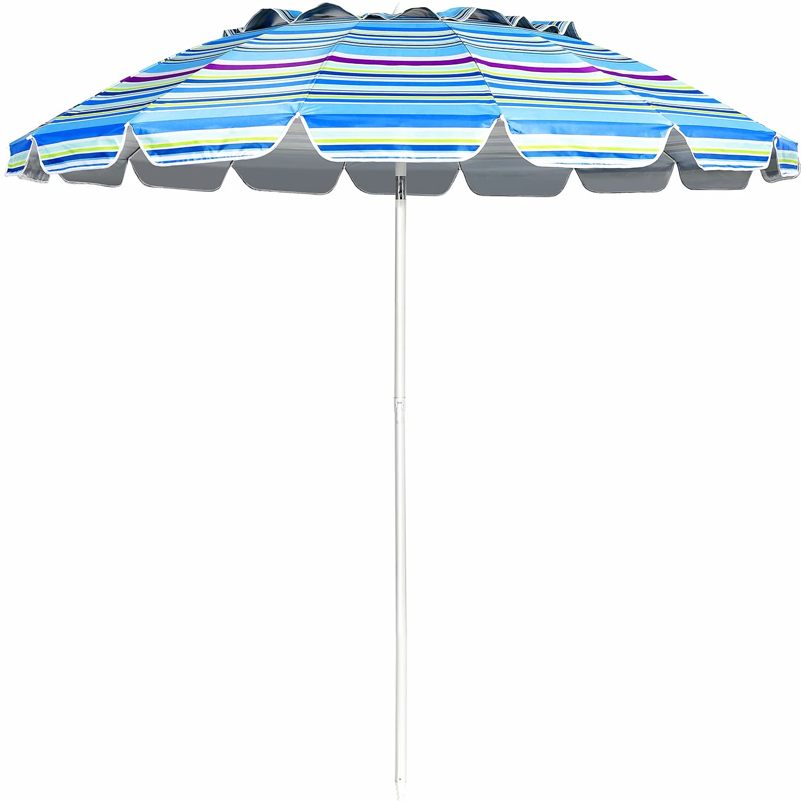 COSTWAY Ombrellone da Spiaggia 243 cm, Portabile, Inclinazione Regolabile, Filtro UV, con Borsa (Blu)