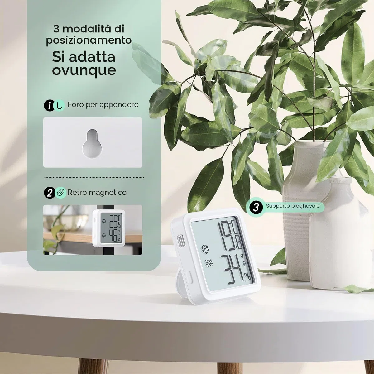 Inkbird Termometro Igrometro WiFi,IBS-TH3-PLUS Sensore di Temperatura con LCD Display,APP Controllo,Alert Notification,Termometro Ambiente Interno per Camera Serra Garage Cantina di Vini