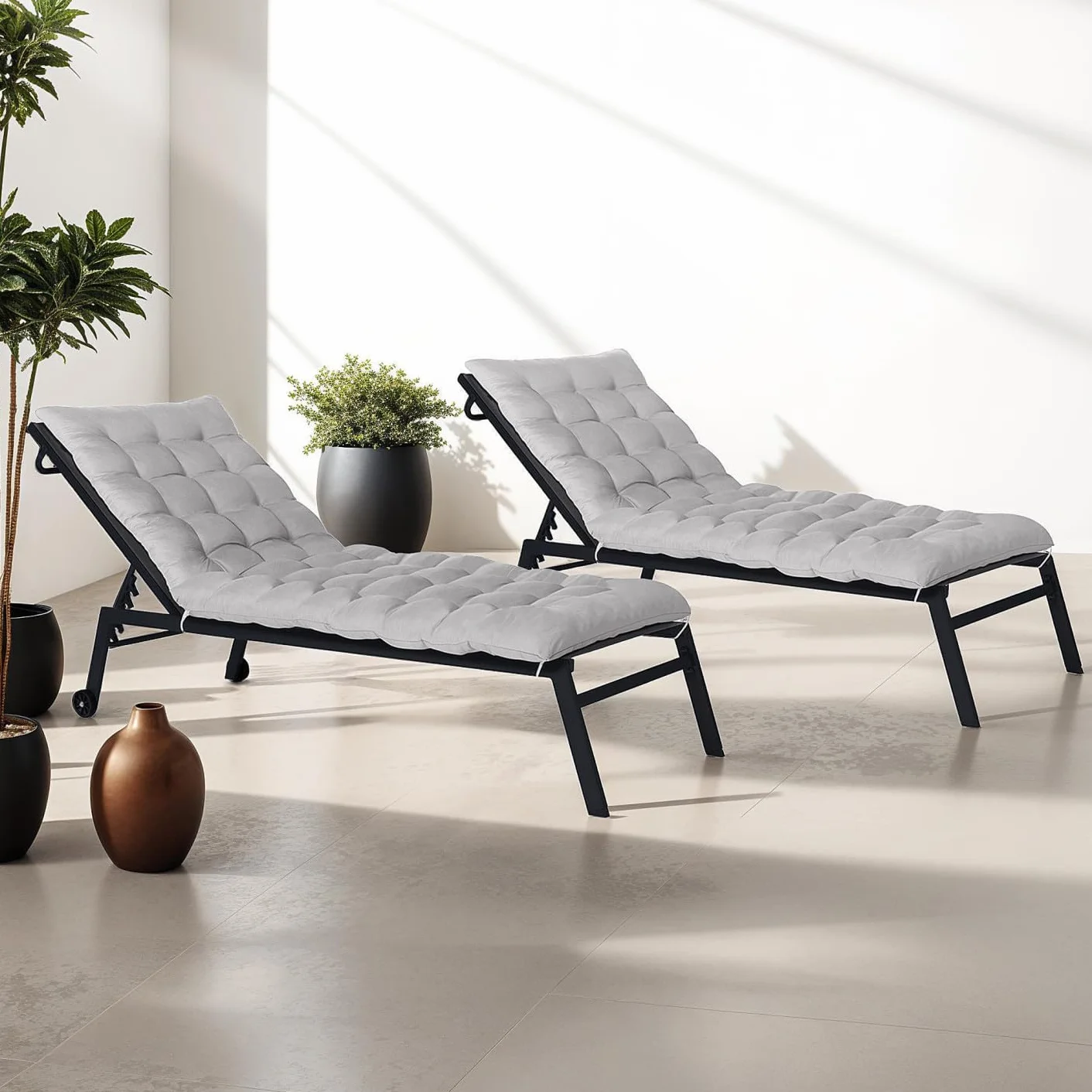IDMarket - Set di 2 Cuscini universali per Sdraio Adam 180 cm, Grigio