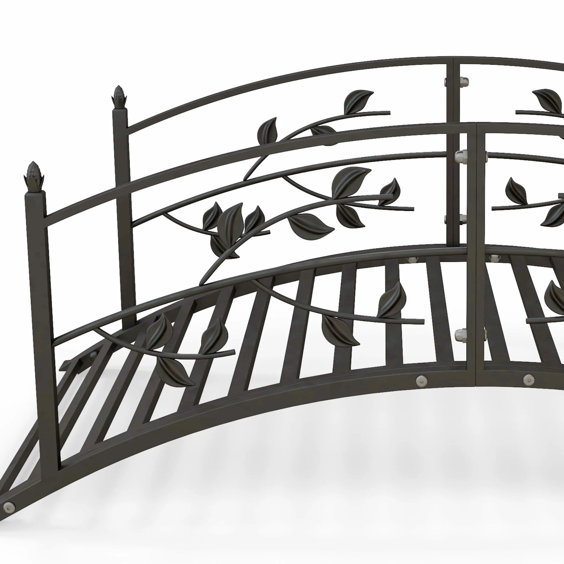 Outsunny Ponte del Giardino - Ponte di Bacino - decorazione del Giardino dim. 119 x 67 x 47 cm con balaustra, motivo vite in acciaio nero