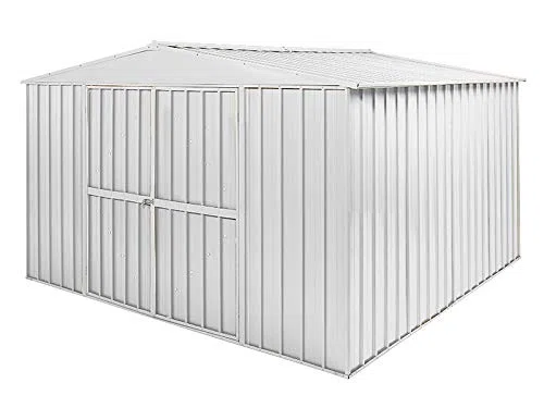 Notek Srl Box in Acciaio Zincato Casetta da Giardino in Lamiera 3.60 x 3.45 m x h2.12 m - 150 kg – 12,25 Metri Quadri (Bianco)
