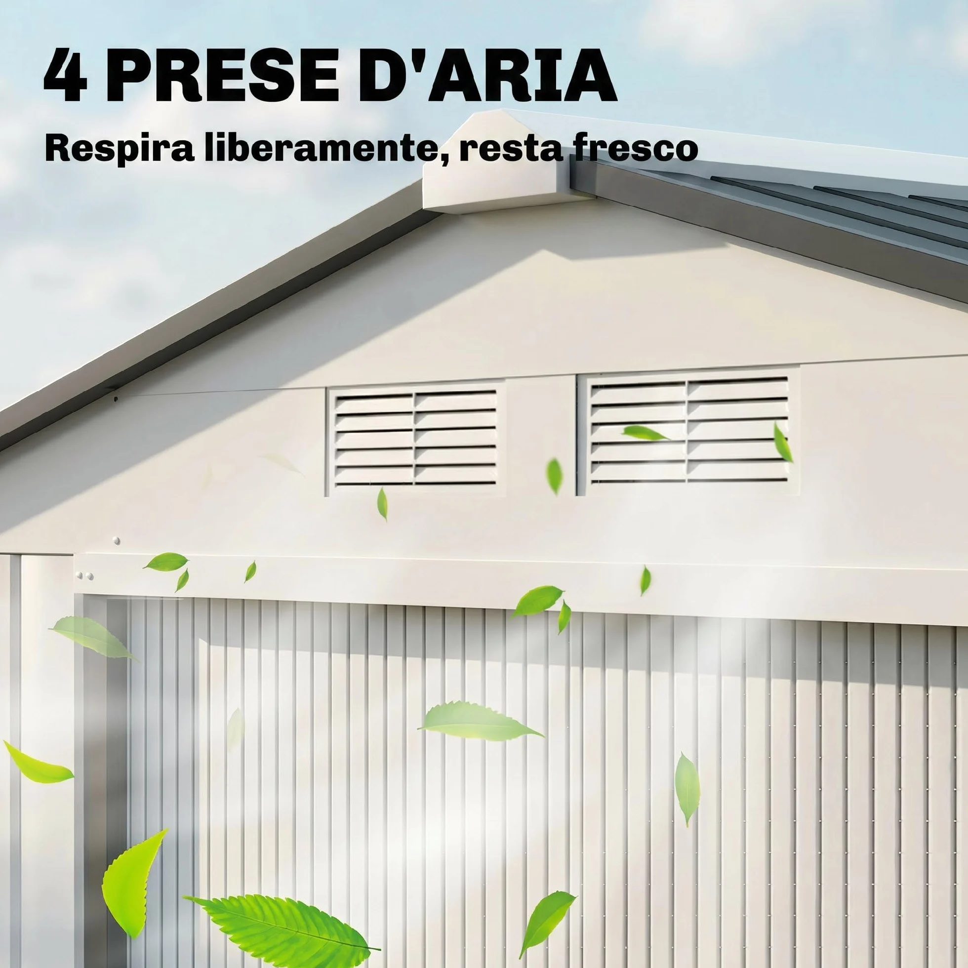 Outsunny Casetta da Giardino 2.5m² Acciaio Zincato con Basamento 213x130x185 cm Bianco Argentato