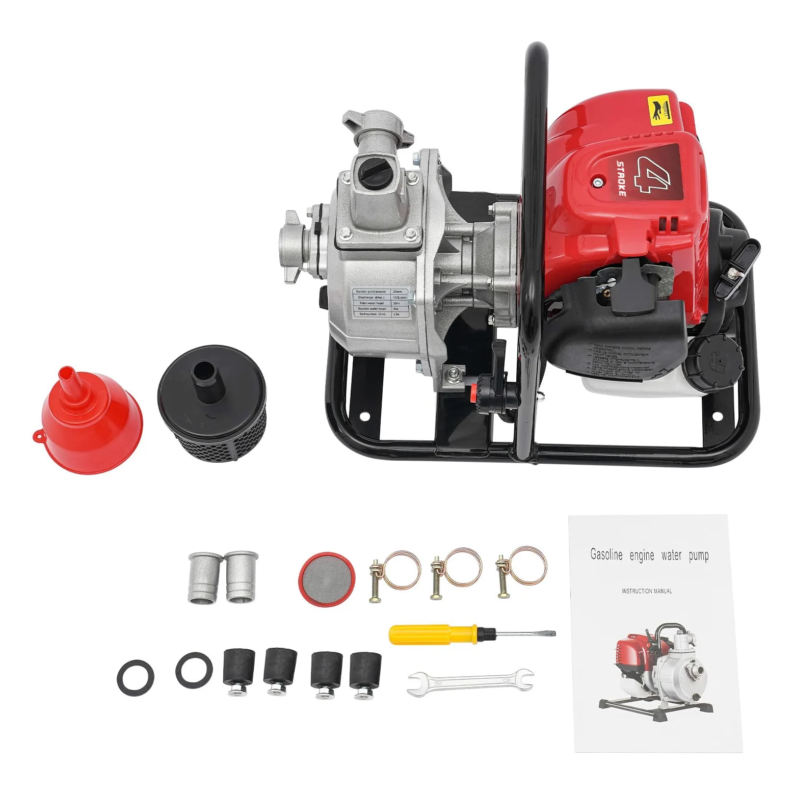 Pompa dell'acqua a benzina 38cc 1,2KW 30m 8500rpm motore 4 tempi base metallo maniglia
