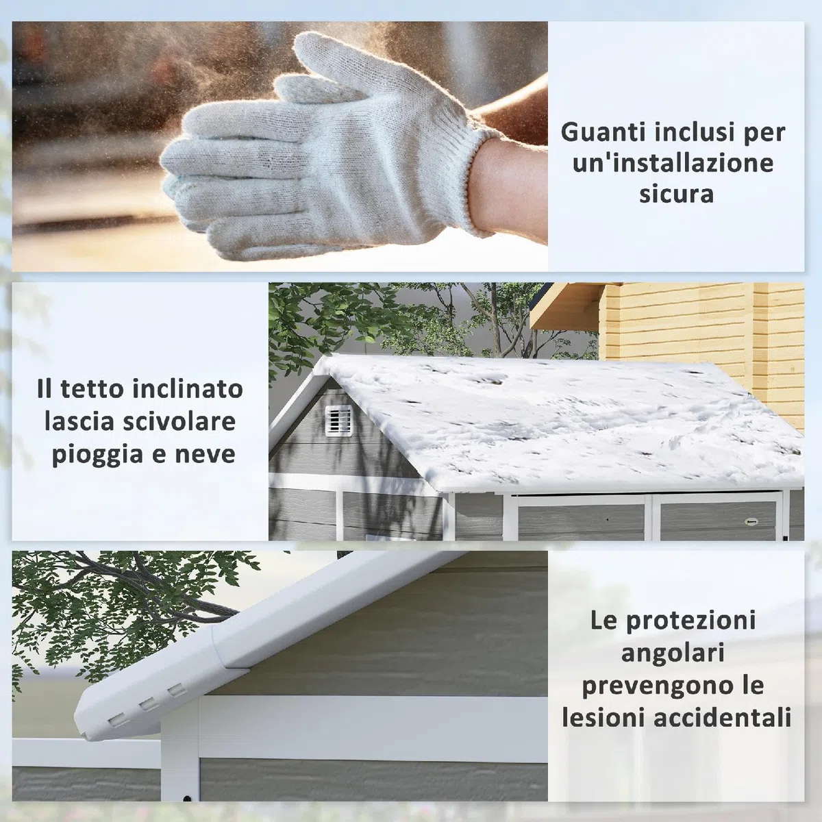 Casetta da Giardino 2 ante Ripostiglio da esterno in Plastica/Alluminio Dimensioni 181x181x220 cm colore Grigio