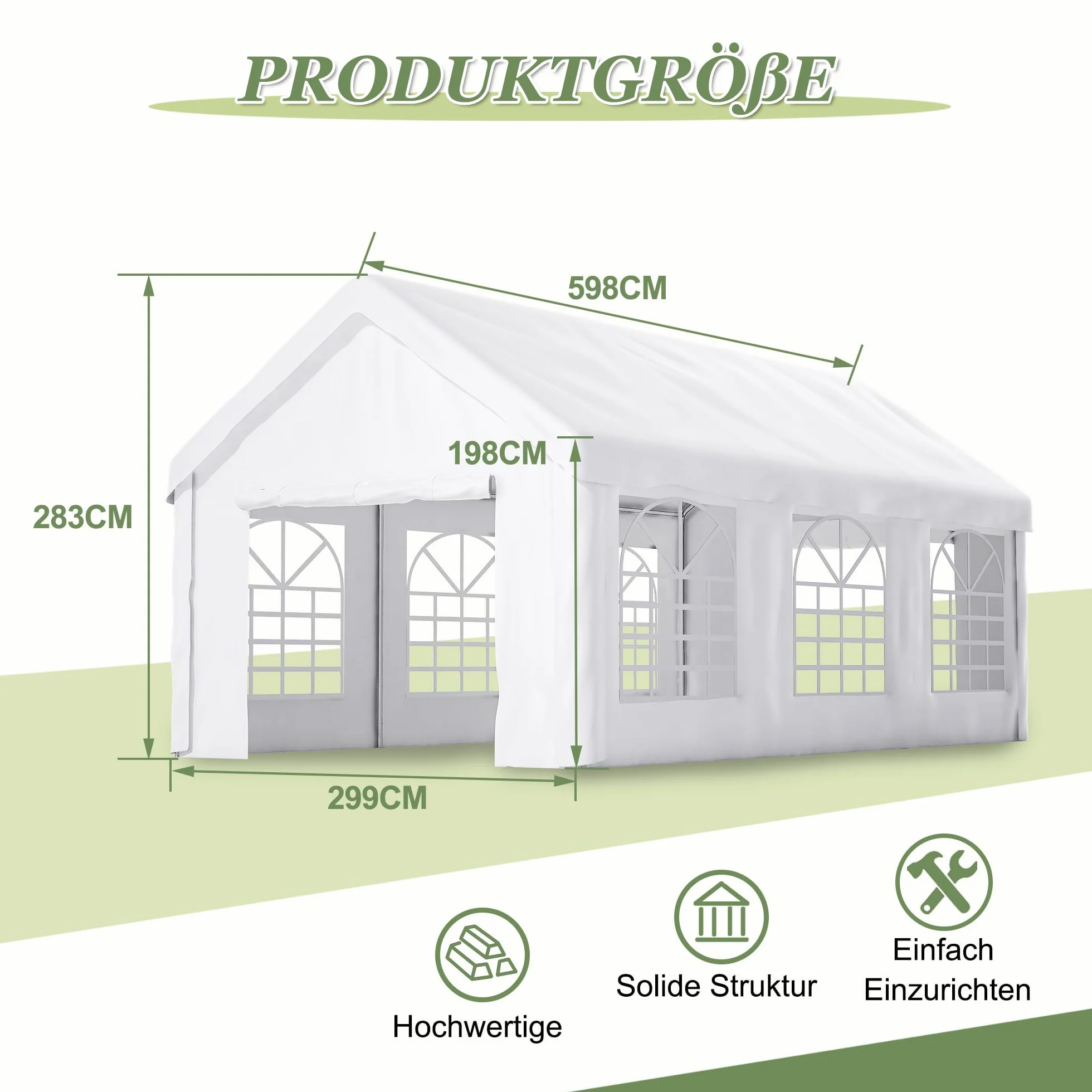 Tenda da garage per auto, moto, camion, barca e dispositivi (bianco, 3 x 6 m)
