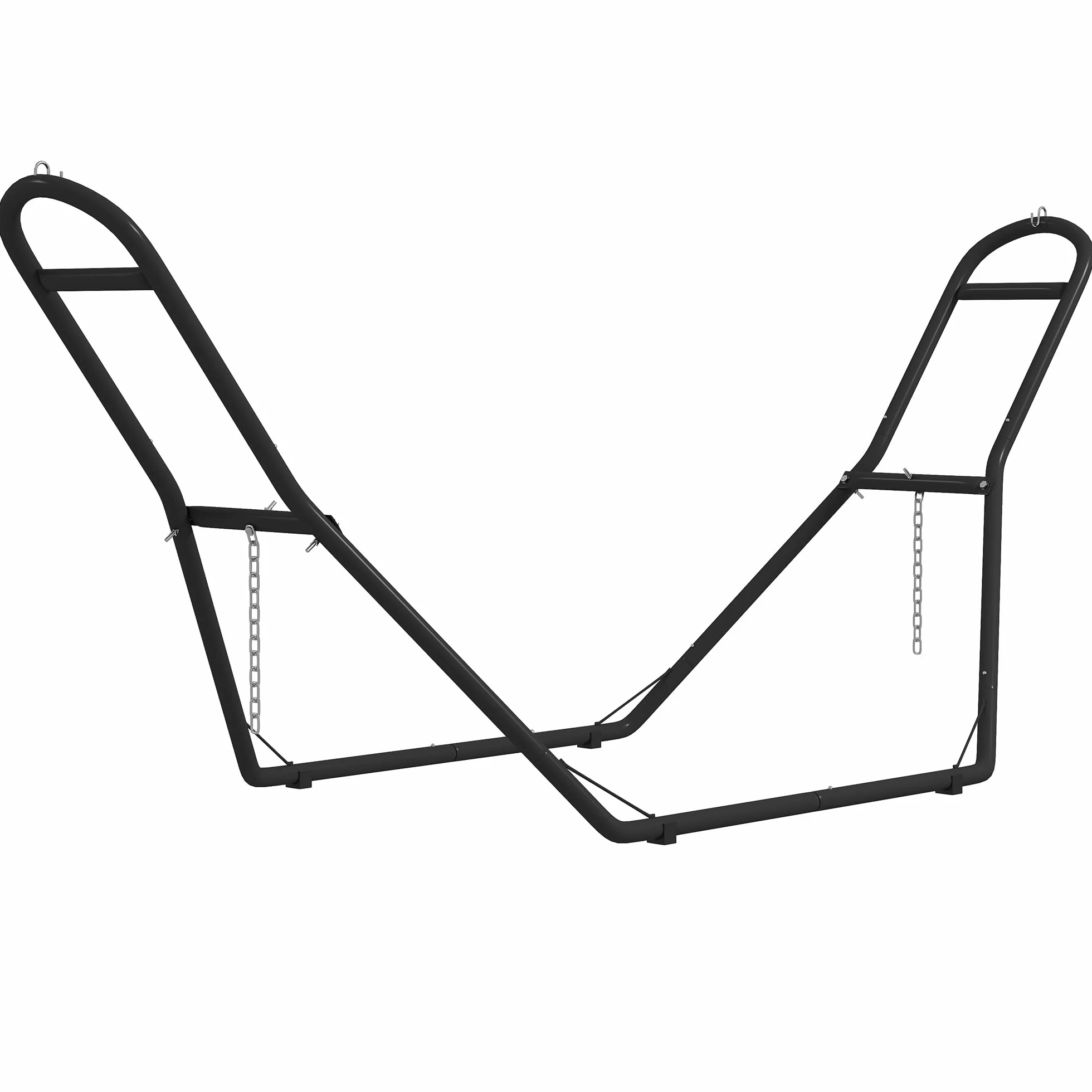 Outsunny Supporto per Amaca per 2-3 Persone, Regolabile con Piedini Antiscivolo, Sostegno per Amaca in Acciaio con Catene e Ganci a S, per Amache da 2.75-4 m, 278 cm, capacità 150 kg, Nero