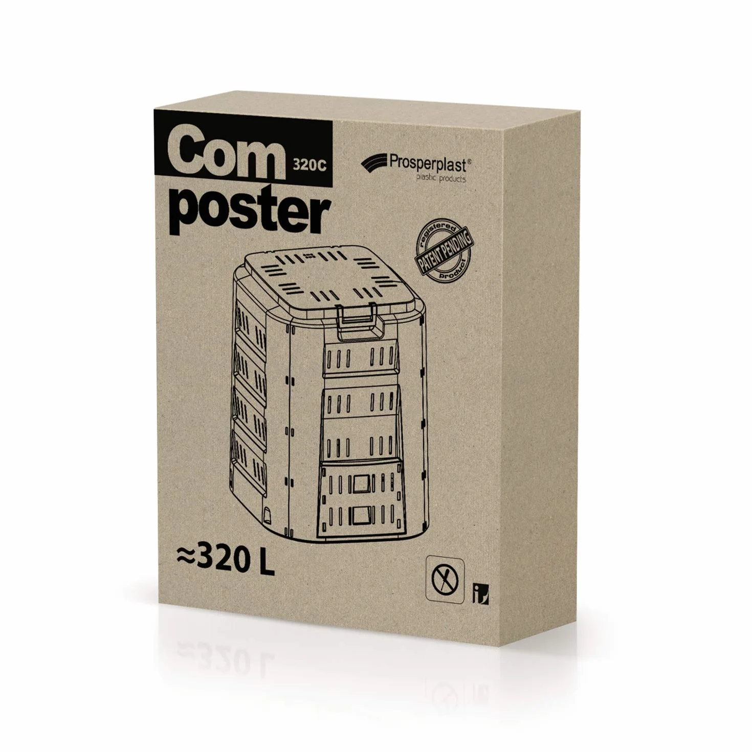 Prosperplast Compostiera Compogreen Negro 320L 80x70x70