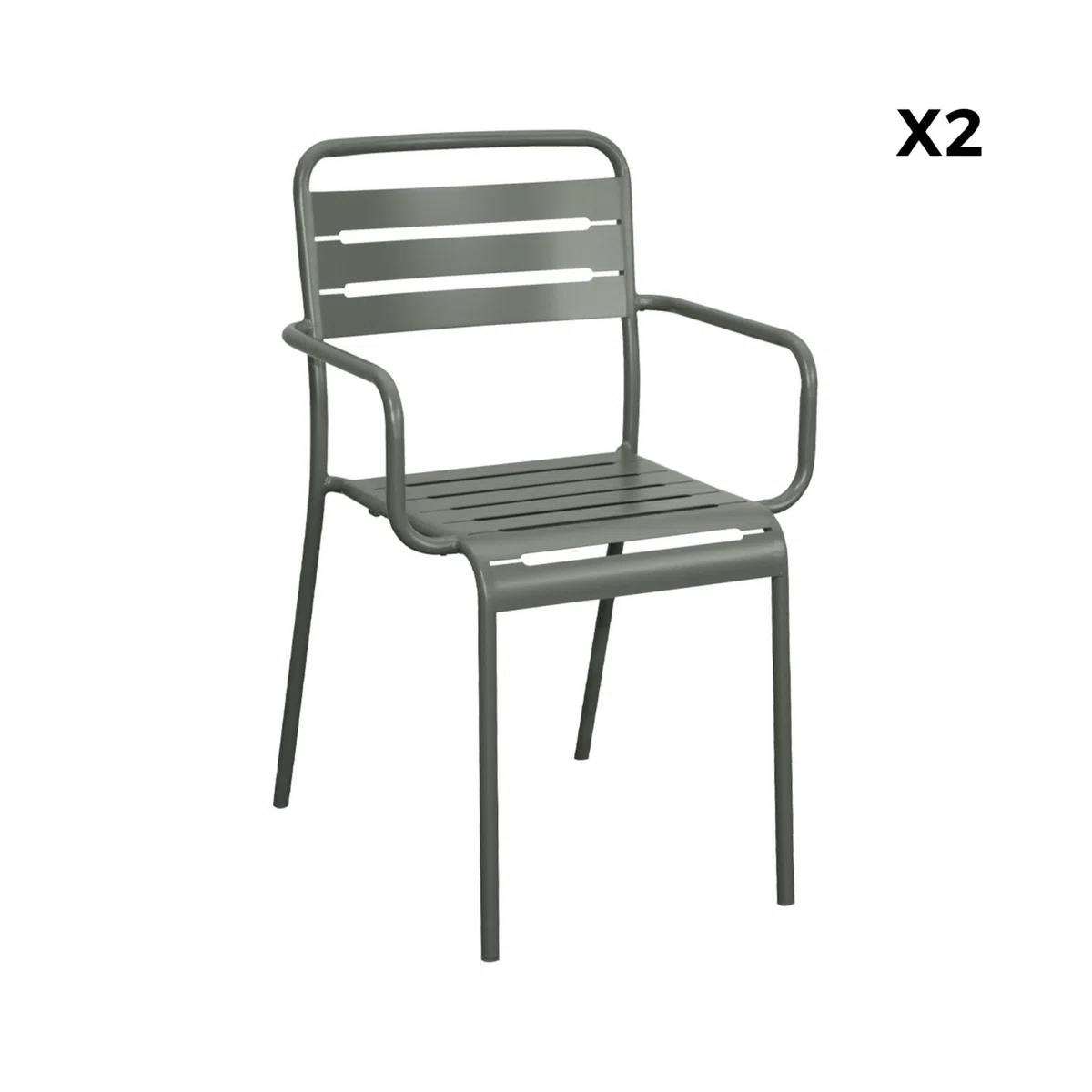 sweeek Set 2 sedie da Giardino bistrot in Acciaio Verde Kaki 50.4x53x79.5 cm