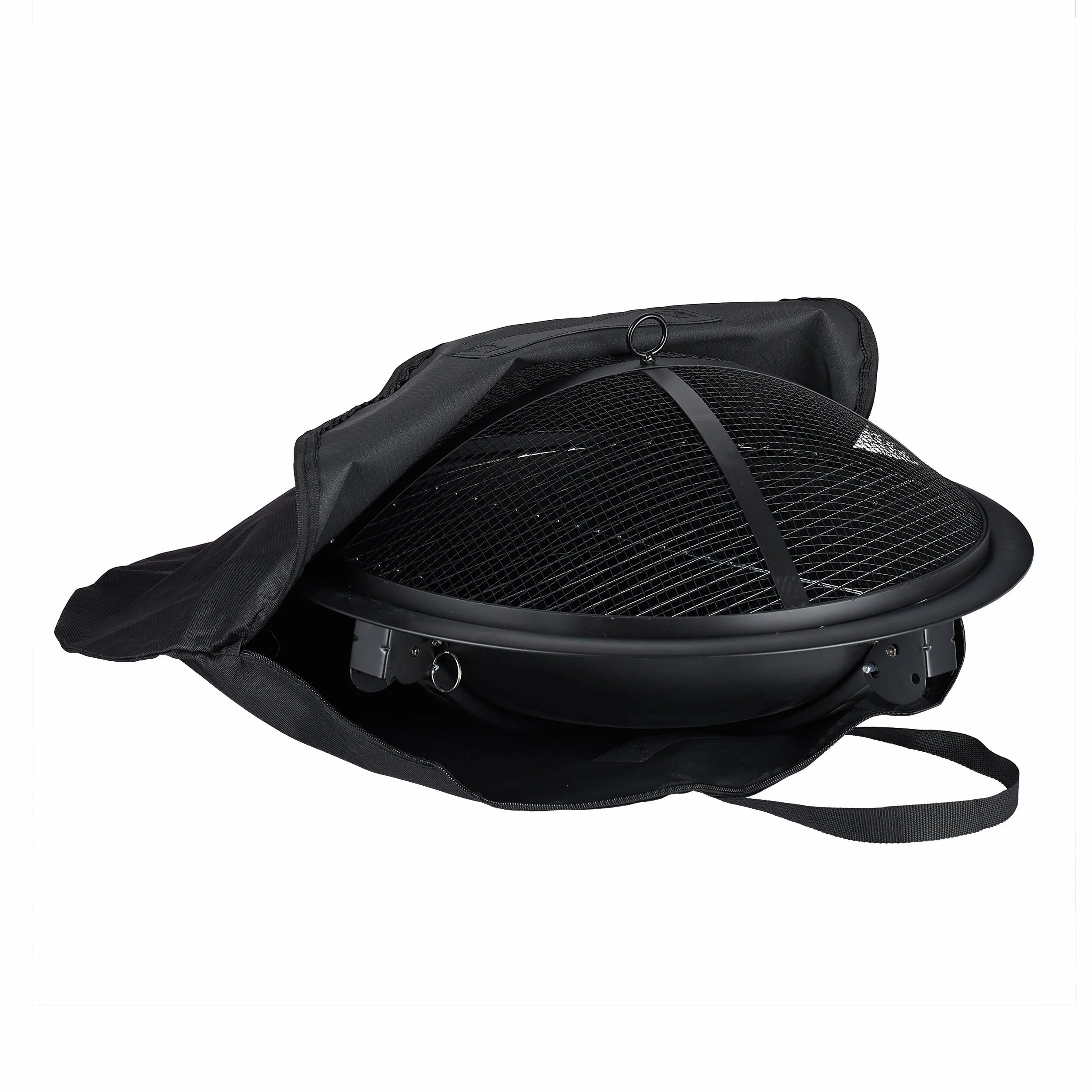 Relaxdays Braciere XL z Graticola, Coperchio Parascintille, ∅56,5 cm, Czarny