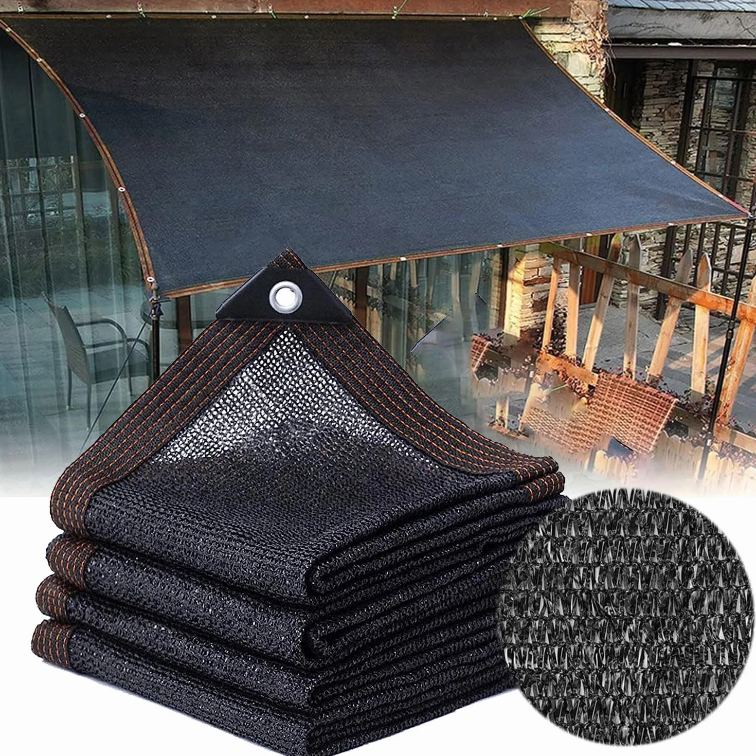 3x5M Rete Ombreggiante,90% Telo Ombreggiante Occhiellato,Panno Ombra con Occhielli,Tessuto Ombreggiante,Panno Ombreggiante,Rete Parasole per Giardino,Pergola,Piante da Patio,Serra,Pollaio