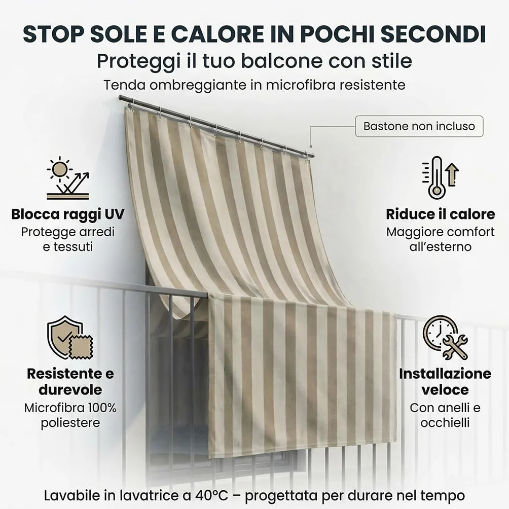 INTRECCI Tenda da Sole Impermeabile a Caduta 290x300 cm per Esterno, Verande e Balconi