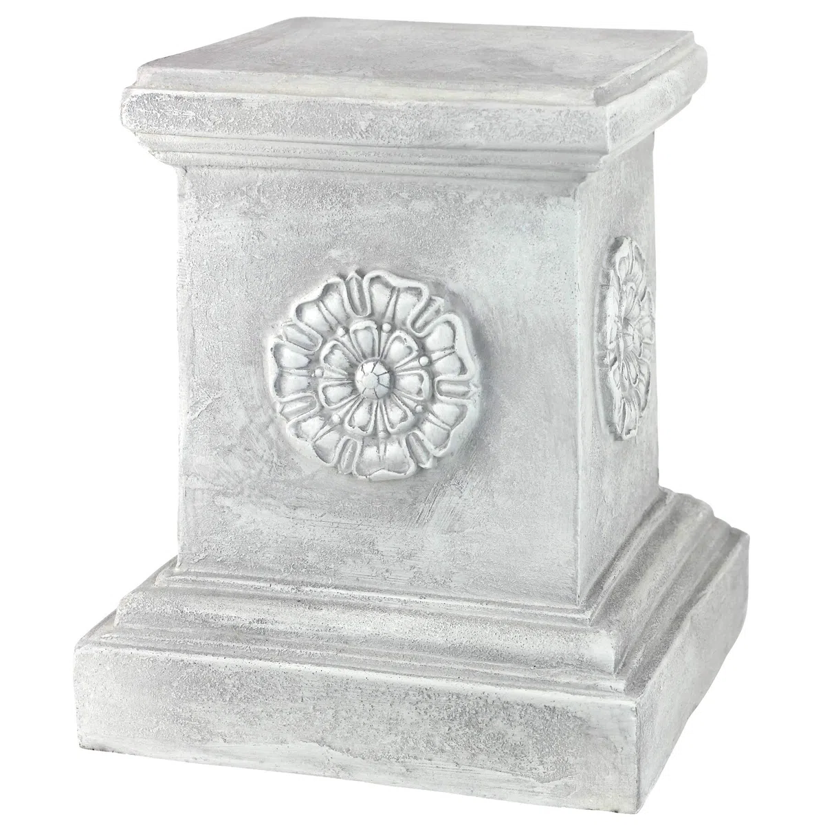 Design Toscano Rosone Inglese Piedistallo scultoreo da Giardino, poliresina, Pietra Antica, 33 cm