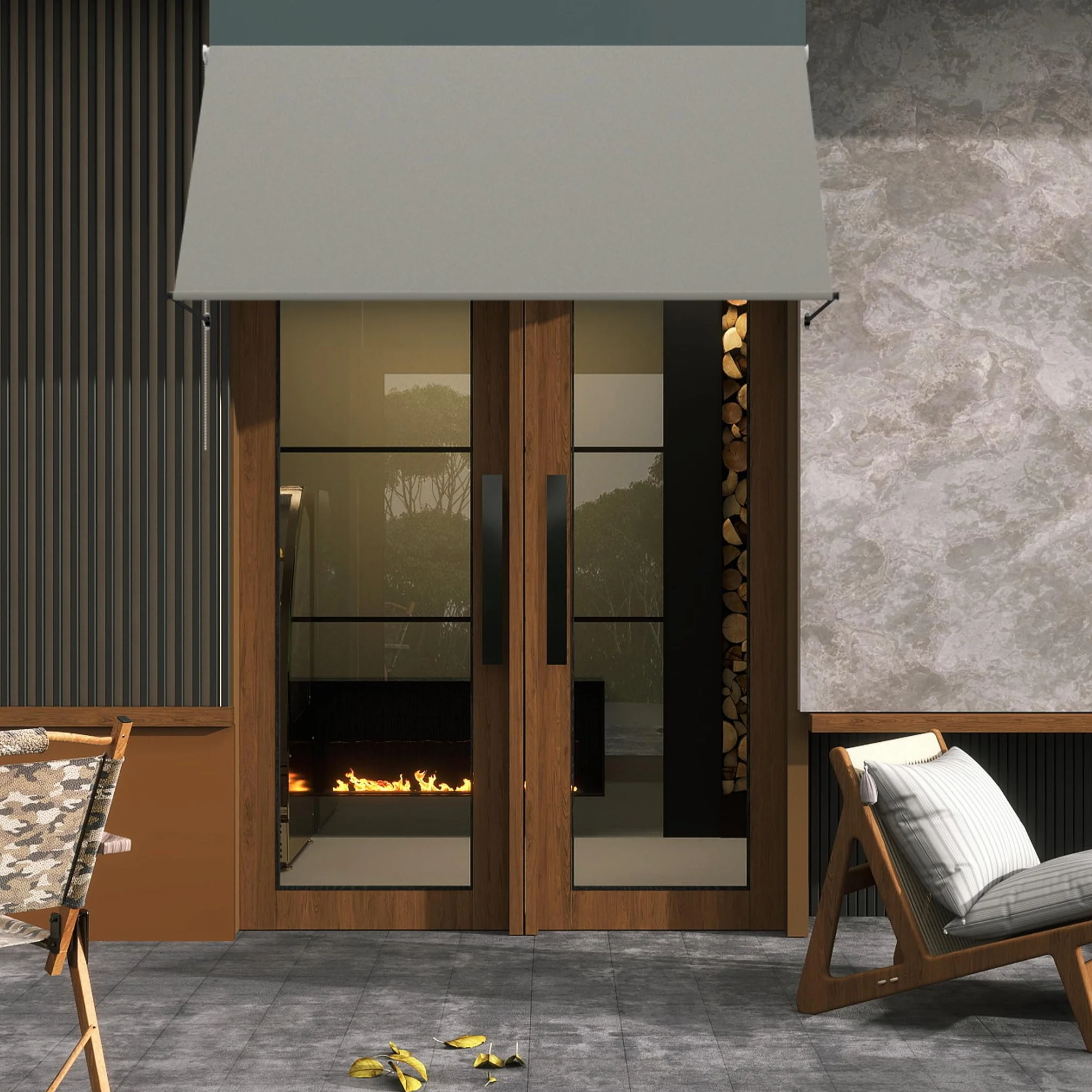 Tenda da sole a braccio snodato retrattile in alluminio 200x145 cm grigio per balcone terrazza finestra