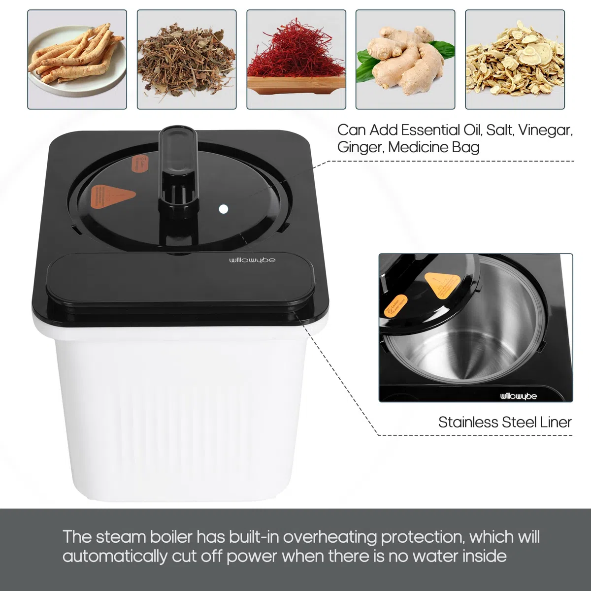 Sauna a Vapore Portatile Bluetooth, KingPower 4L, Tenda per Corpo, Sedia Pieghevole Grigio Notte