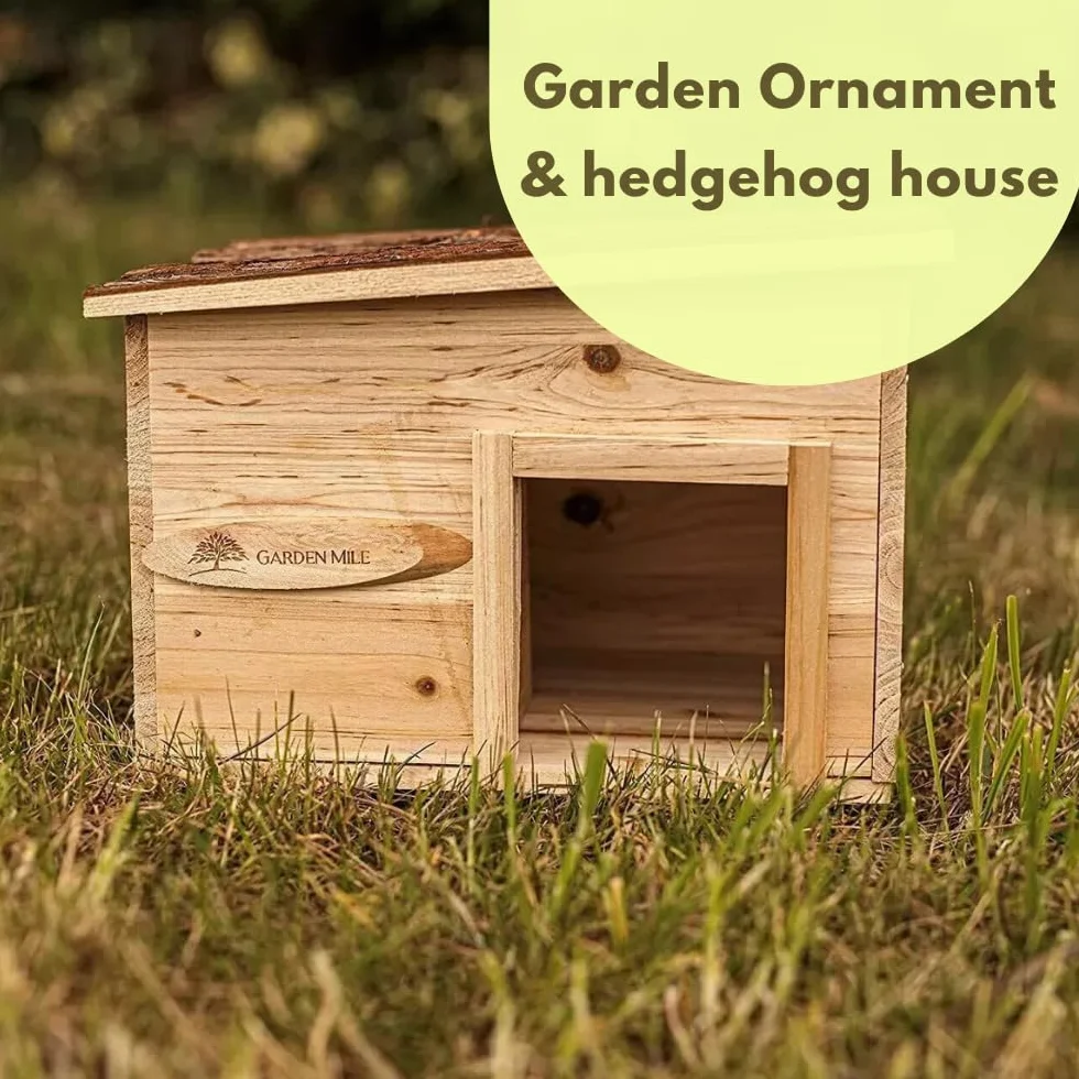 Garden Mile Habitat per riccio hibernation shelter durevole in legno a prova di predatore stazione di alimentazione casa tetto in legno giardino fauna selvatica