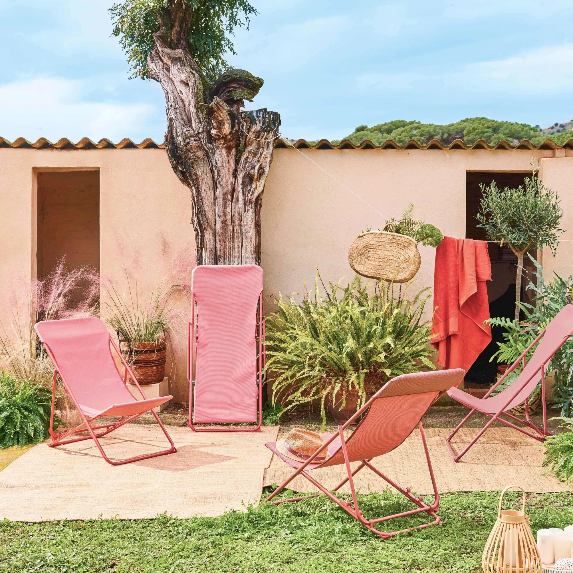 Set 4 sdraio pieghevoli Terracotta - 83x88x95 cm