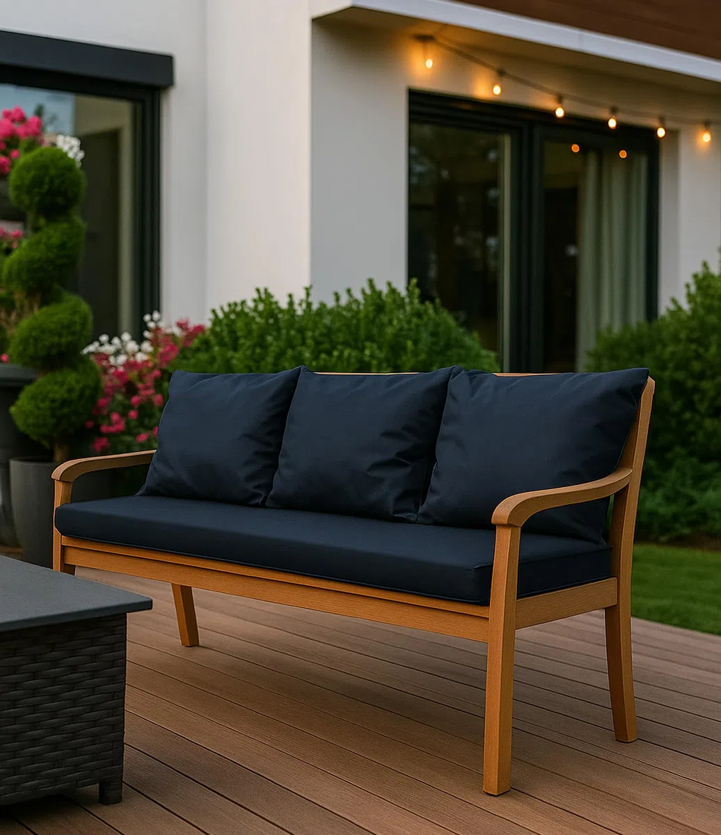 Cuscino per Panca da Giardino con Schienale SET Bifacciale 150x60x50 cm Blu Marino