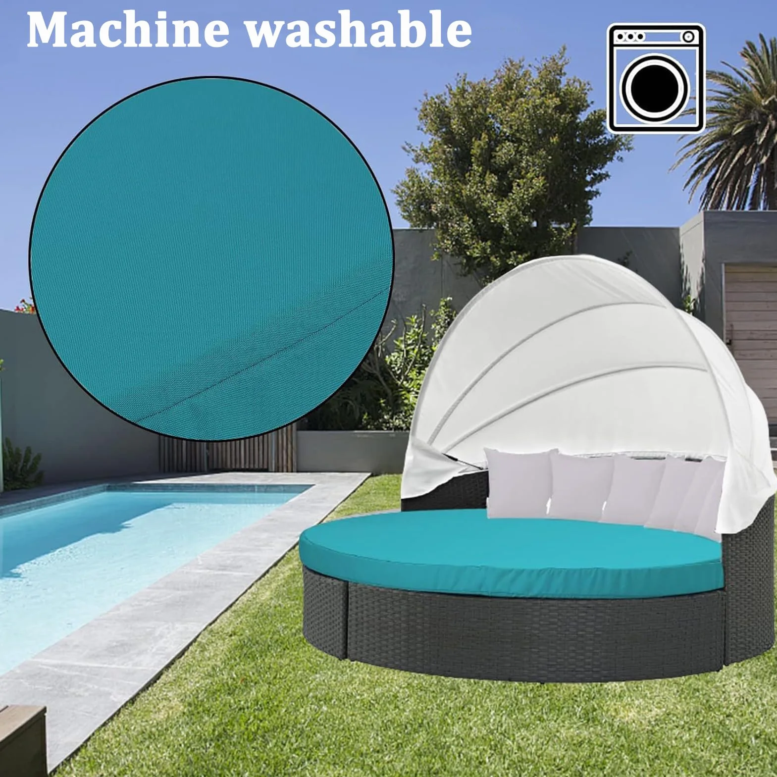 Fodera per Cuscino Rotondo Impermeabile per Divano Letto, Esterno, Giardino