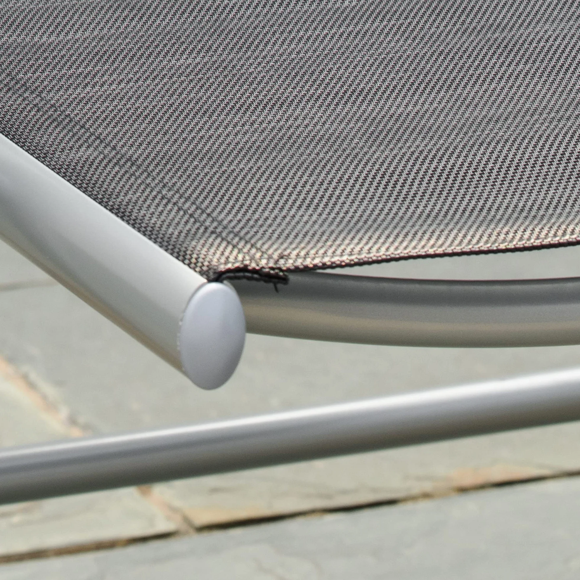 Outsunny Sedia da Giardino Pieghevole Alluminio Texteline Schienale Regolabile 7 Livelli Nero 65x55x85-105cm