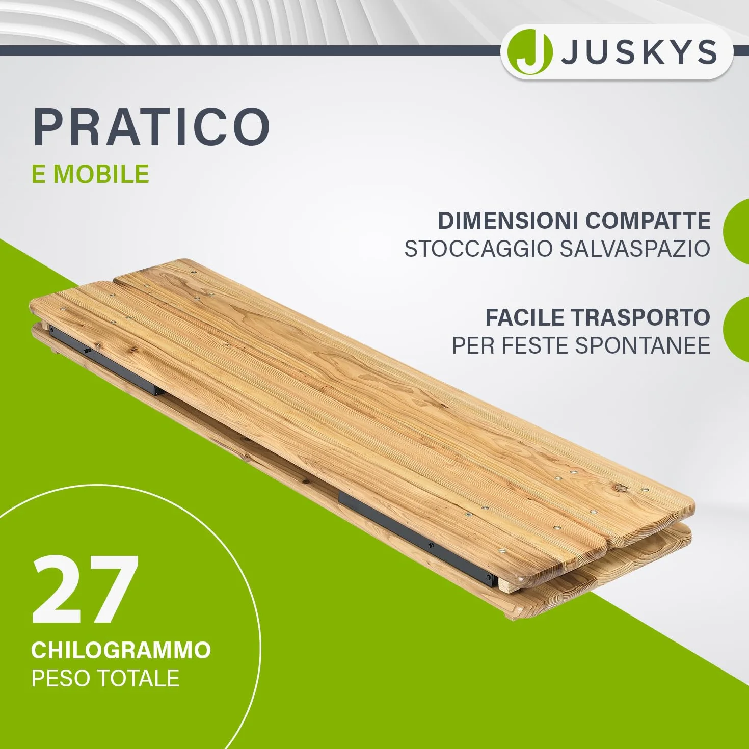 Juskys Set birreria Bichl 3 pezzi pieghevole 170x46x77 cm - Set mobili da giardino tavolo da birra e 2 panche da birra