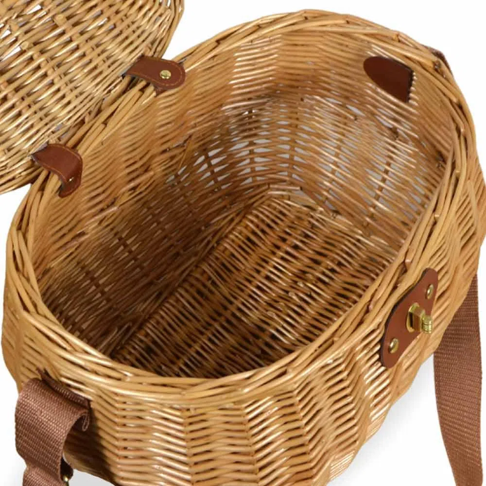 Cesto con tracolla regolabile cestino Peter in Vimini raccolta funghi con Coperchio 34 x 25 x h 23 cm