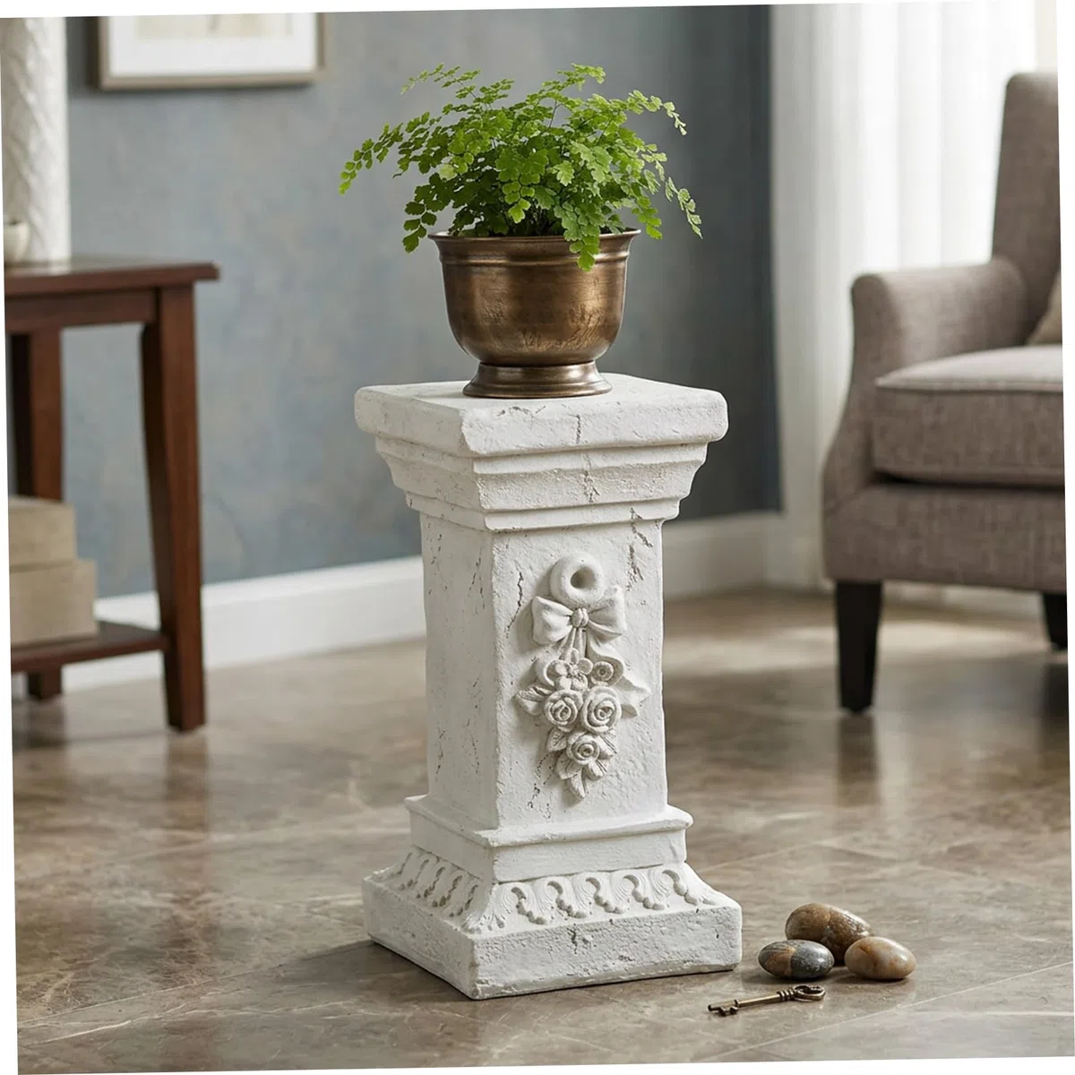 Piedistallo colonna in resina per statue vasi fiori 11,81x6,69 pollici