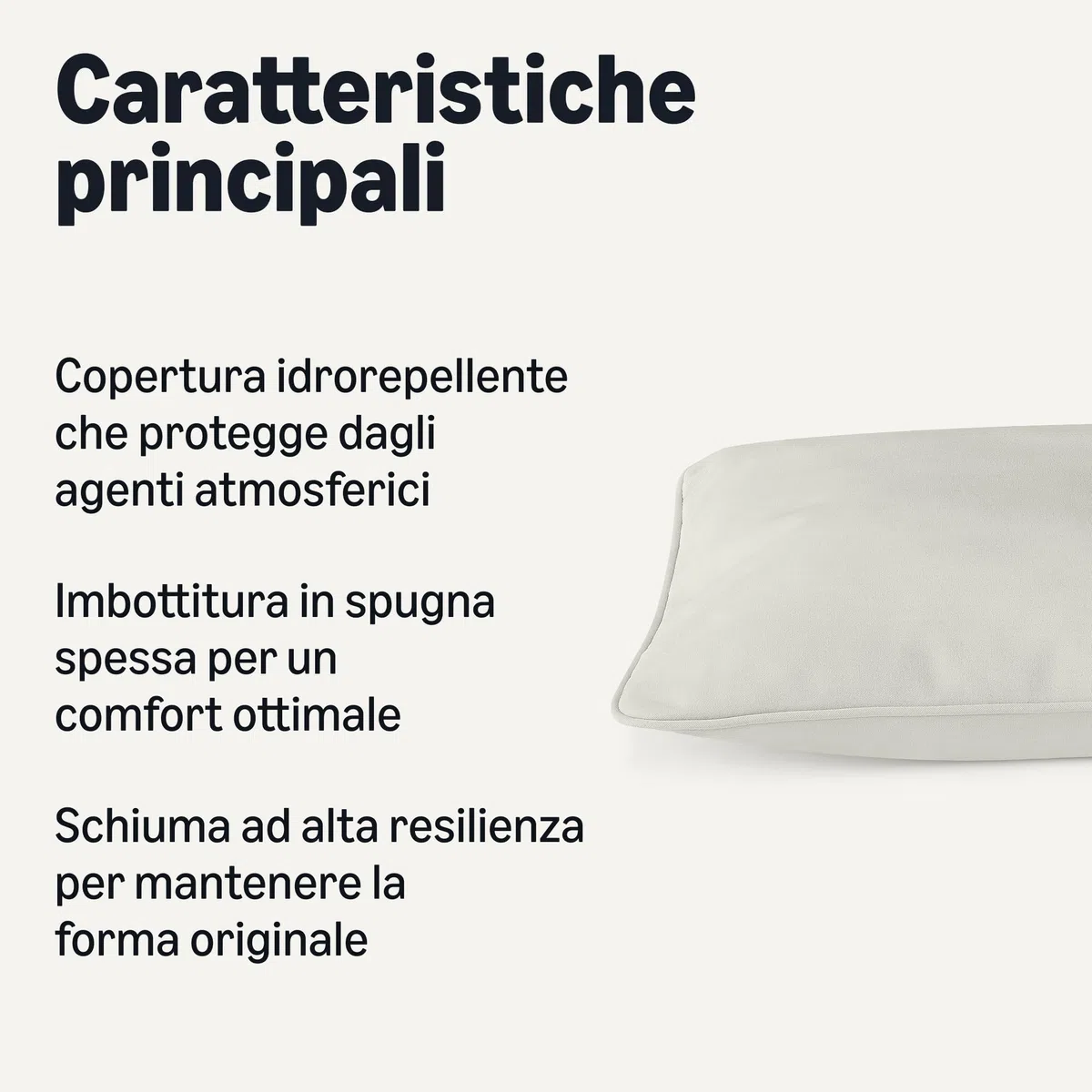 Amazon Basics Cuscino per Sedia da Giardino con Schienale 48.2x48.2x7.6 cm Beige